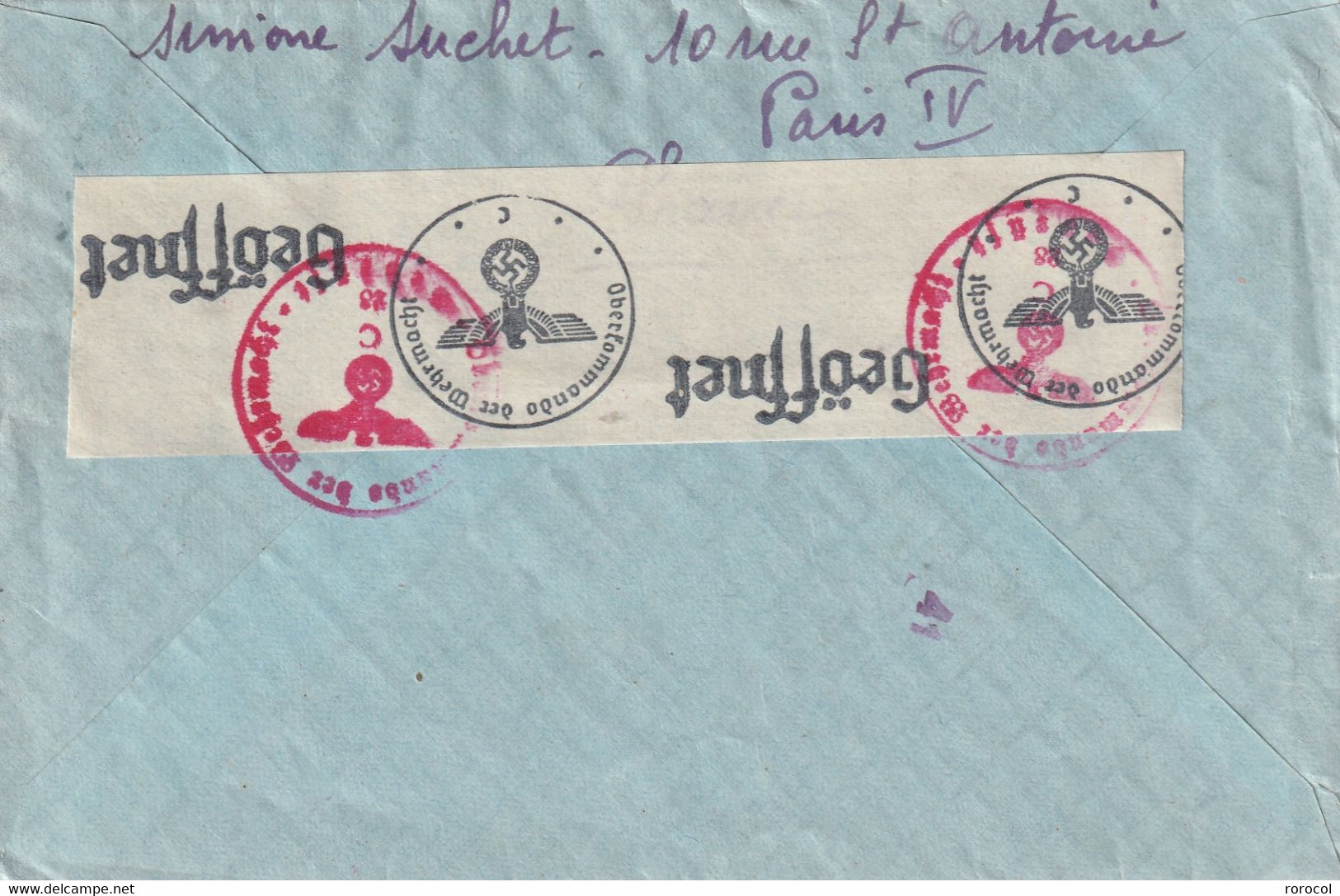 FRANCE Lettre PARIS 36 1941 Mercure Et Iris Pour GAND Belgique Censure - 1939-44 Iris