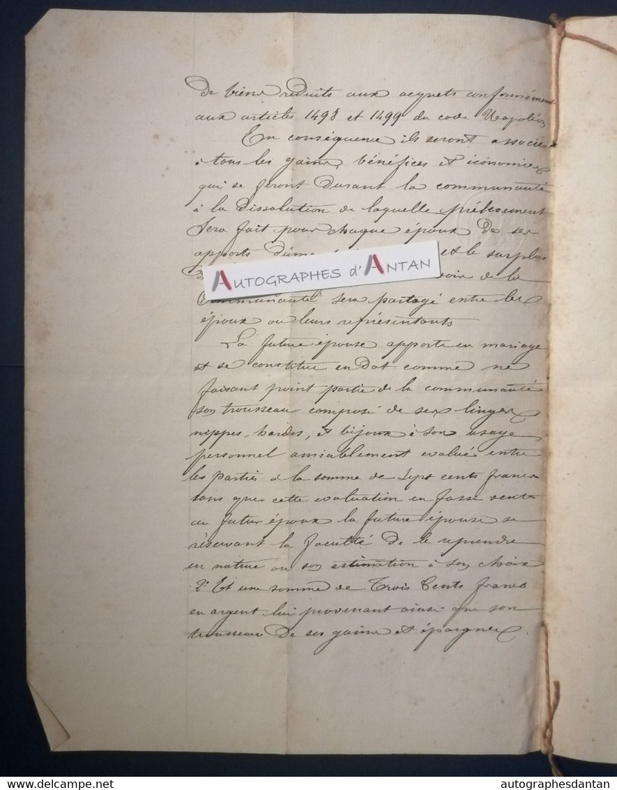 1866 - Mariage VIANNAY - GAGNEUR - Me Toulon à Saint Cyr Au Mont D'Or - Rhône Acte à étudier - Manuscripts