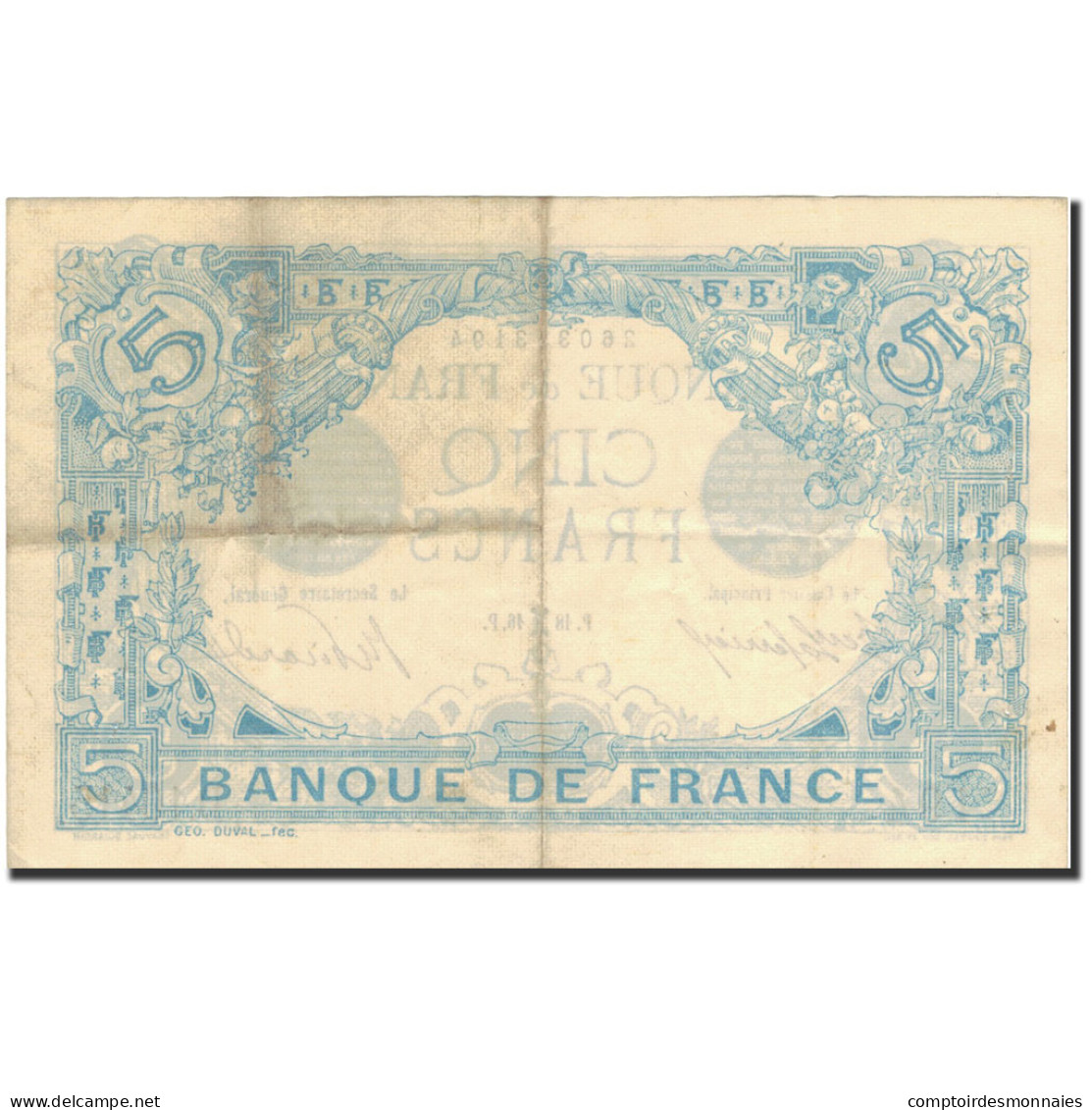 France, 5 Francs, Bleu, 1916, 1916-02-18, SUP, Fayette:2.36, KM:70 - 5 F 1912-1917 ''Bleu''