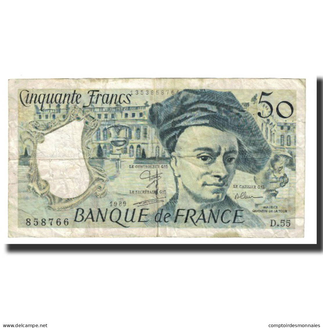 France, 50 Francs, Quentin De La Tour, 1989, STROHL TRONCHE DENTAUD, TB - 50 F 1976-1992 ''quentin De La Tour''