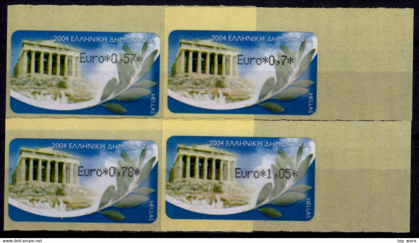 Greece Griechenland HELLAS ATM 22 Parthenon Reprint Paper 2008 * Tariff Set 2008 MNH * Frama Etiquetas Automatenmarken - Vignette [ATM]