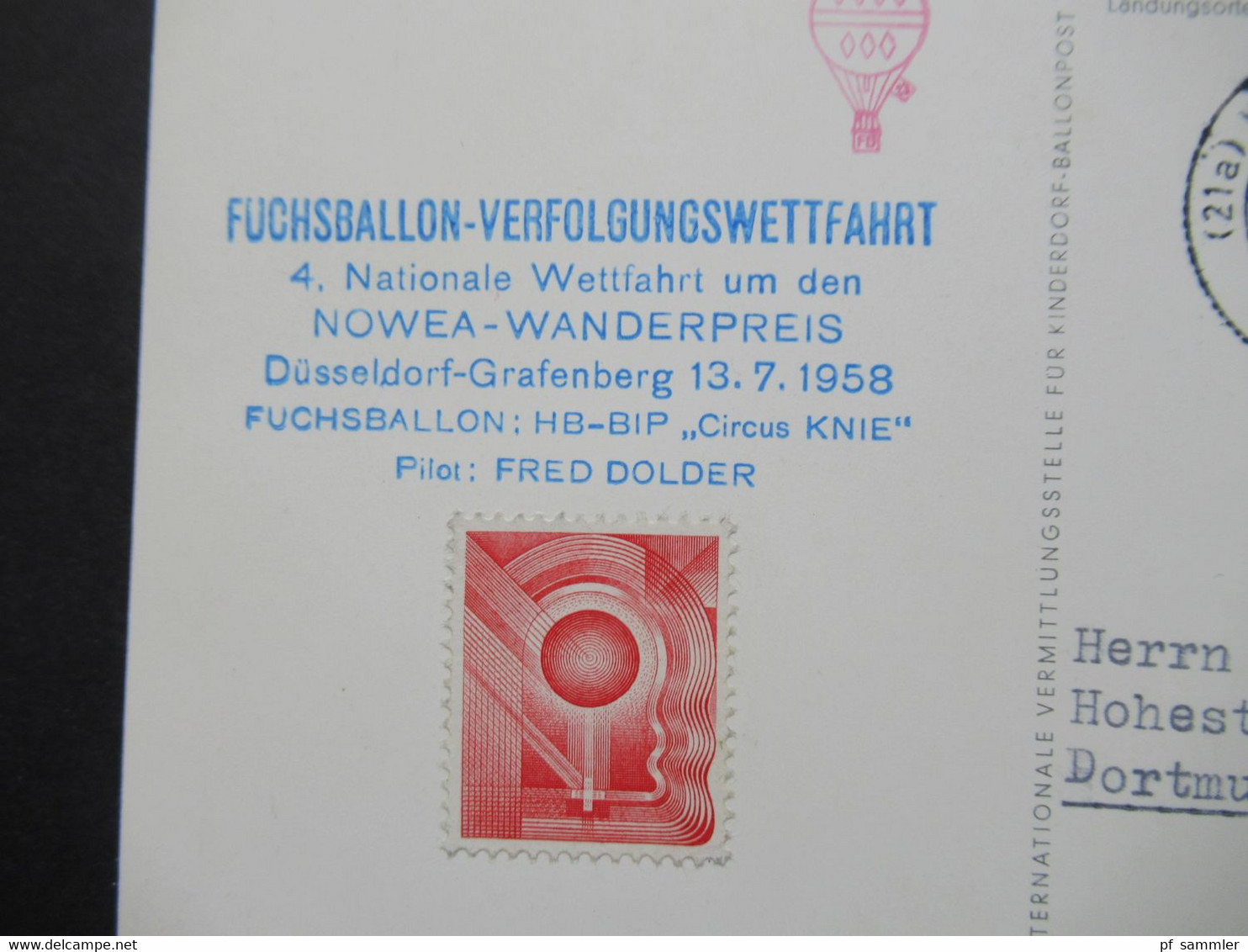 BRD 1950er / 60er Jahre Belegeposten Ballonpost 19 PK / Sonder PK / Motive mit vielen Stempeln und Vermerken!