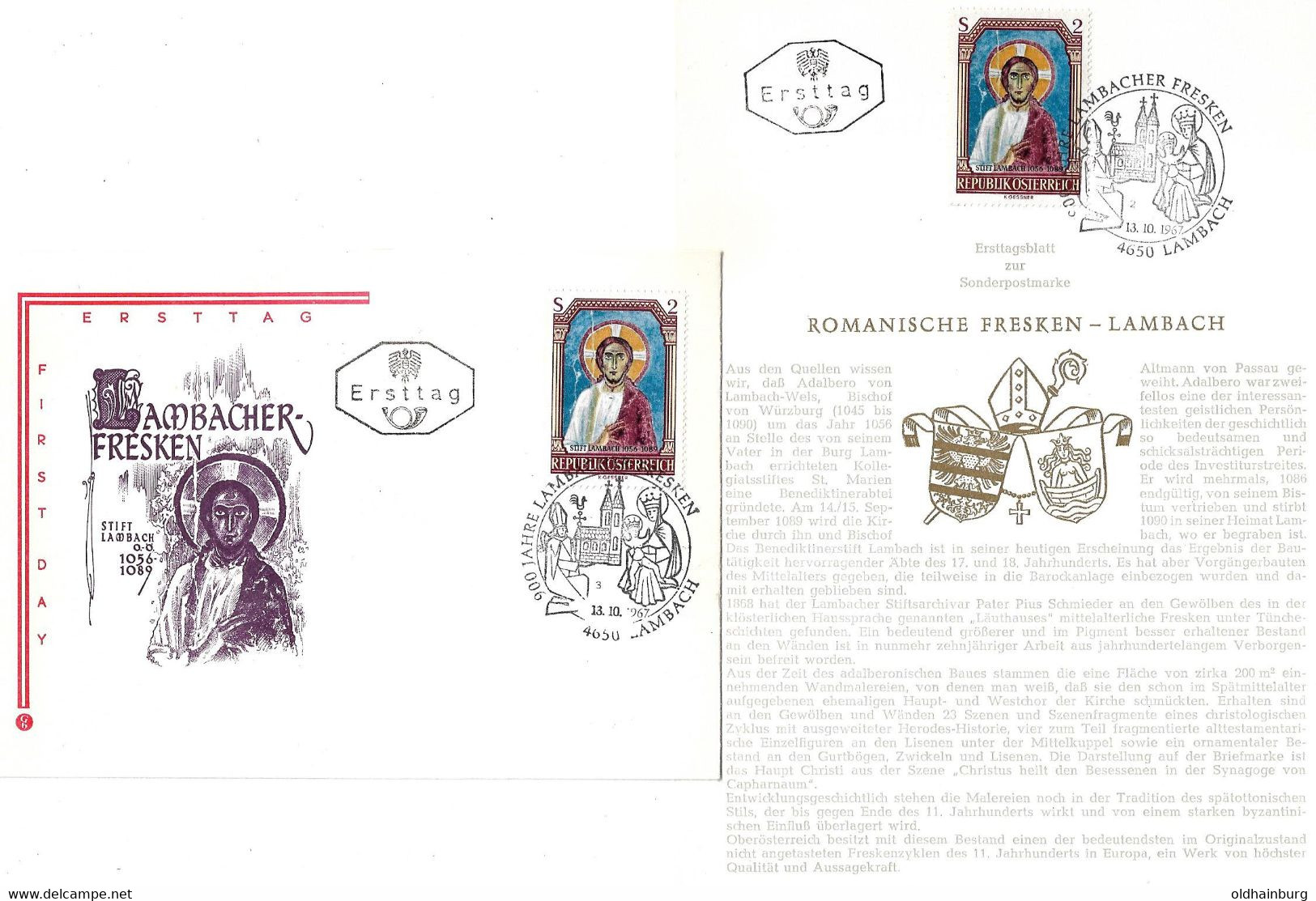 3103e: Österreich 1967, Zwei Heimatbelege Lambacher Fresken, Ersttagsblatt Und FDC - Lambach