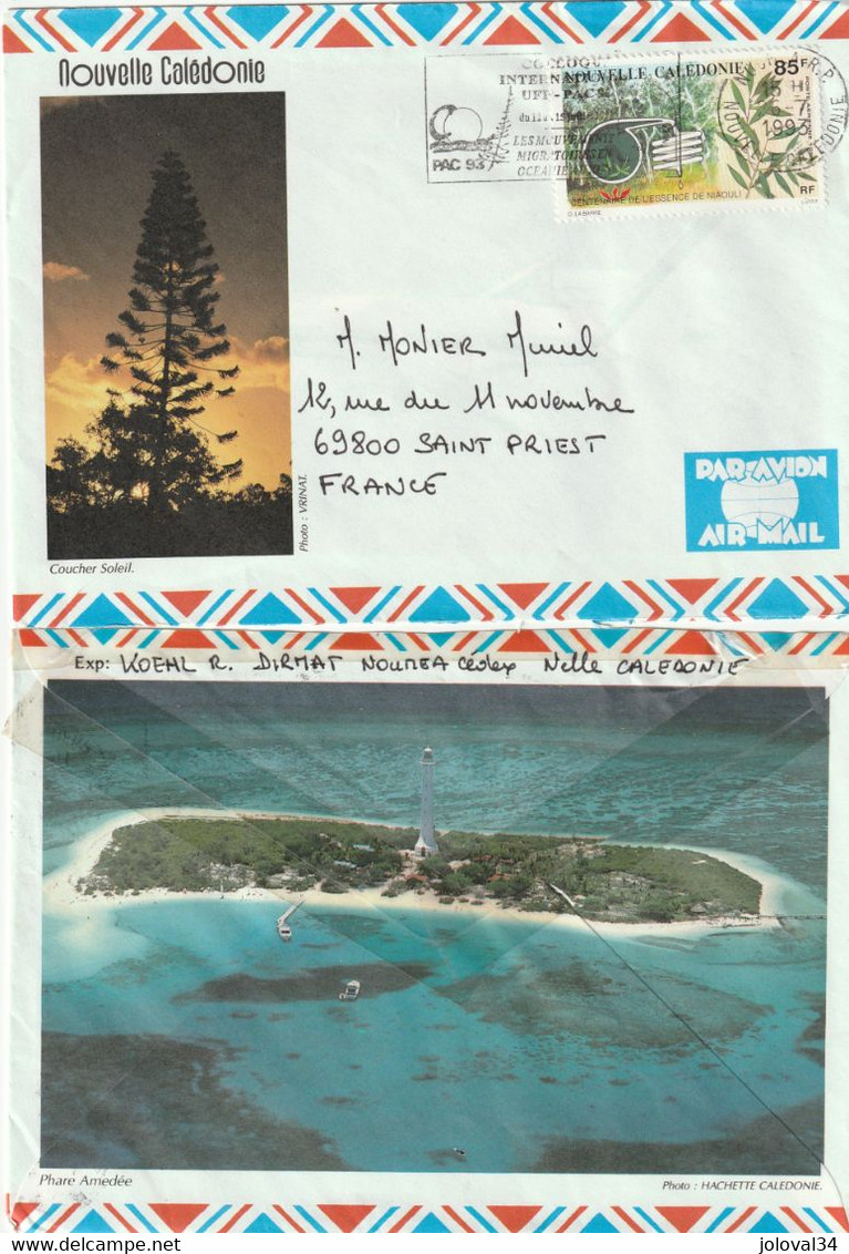 Nouvelle Calédonie Yvert PA 297 Essence De Niaouli Sur Lettre Illustrée Nouméa 26/7/1993 Pour St Priest Rhône - Alambic - Covers & Documents