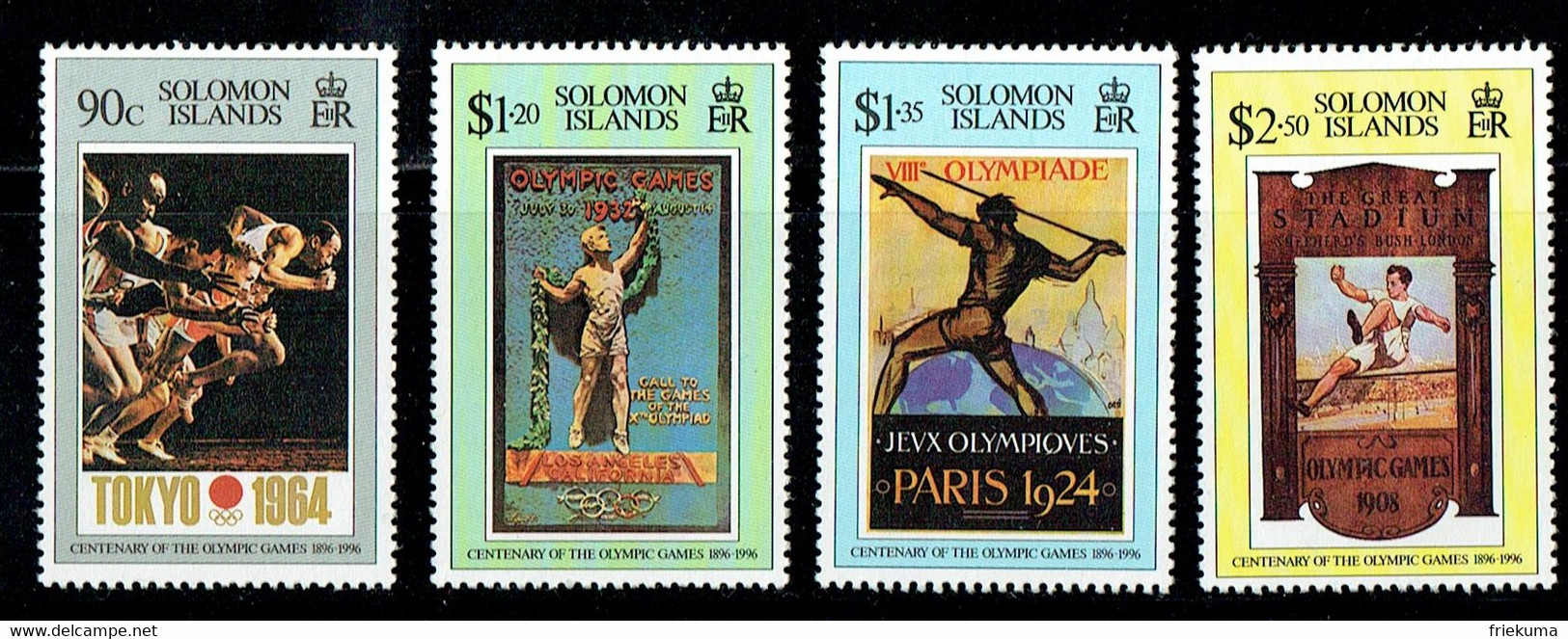 Solomon Islands 1996, Advertising Posters From Previous Olympic Games: Tokio 1964/Los Angeles 1932, Etc. MiNr. 915 - 918 - Ete 1932: Los Angeles