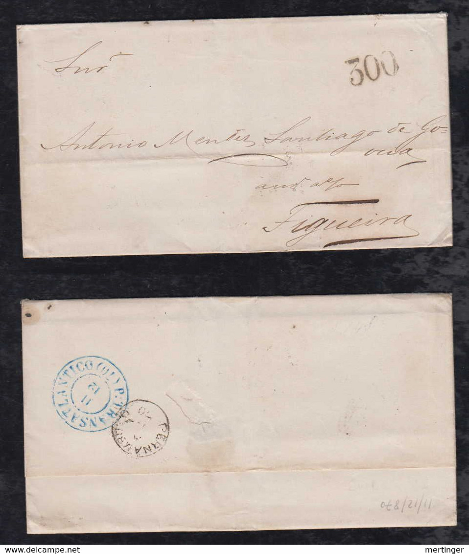 Brazil Brasil 1870 Entire Cover PERNAMBUCO To FIGUEIRA Portugal TAX 300 Reis - Cartas & Documentos