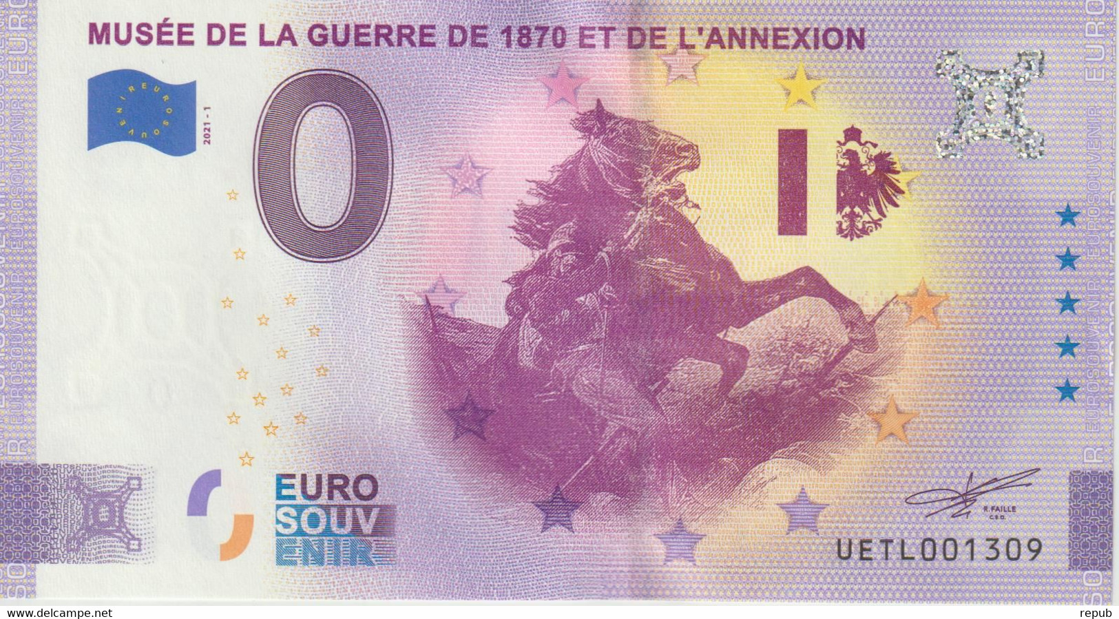 Billet Touristique 0 Euro Souvenir France 57 Musée De La Guerre De 1870 Et De L'annexion 2021-1 N°UETL001309 - Pruebas Privadas