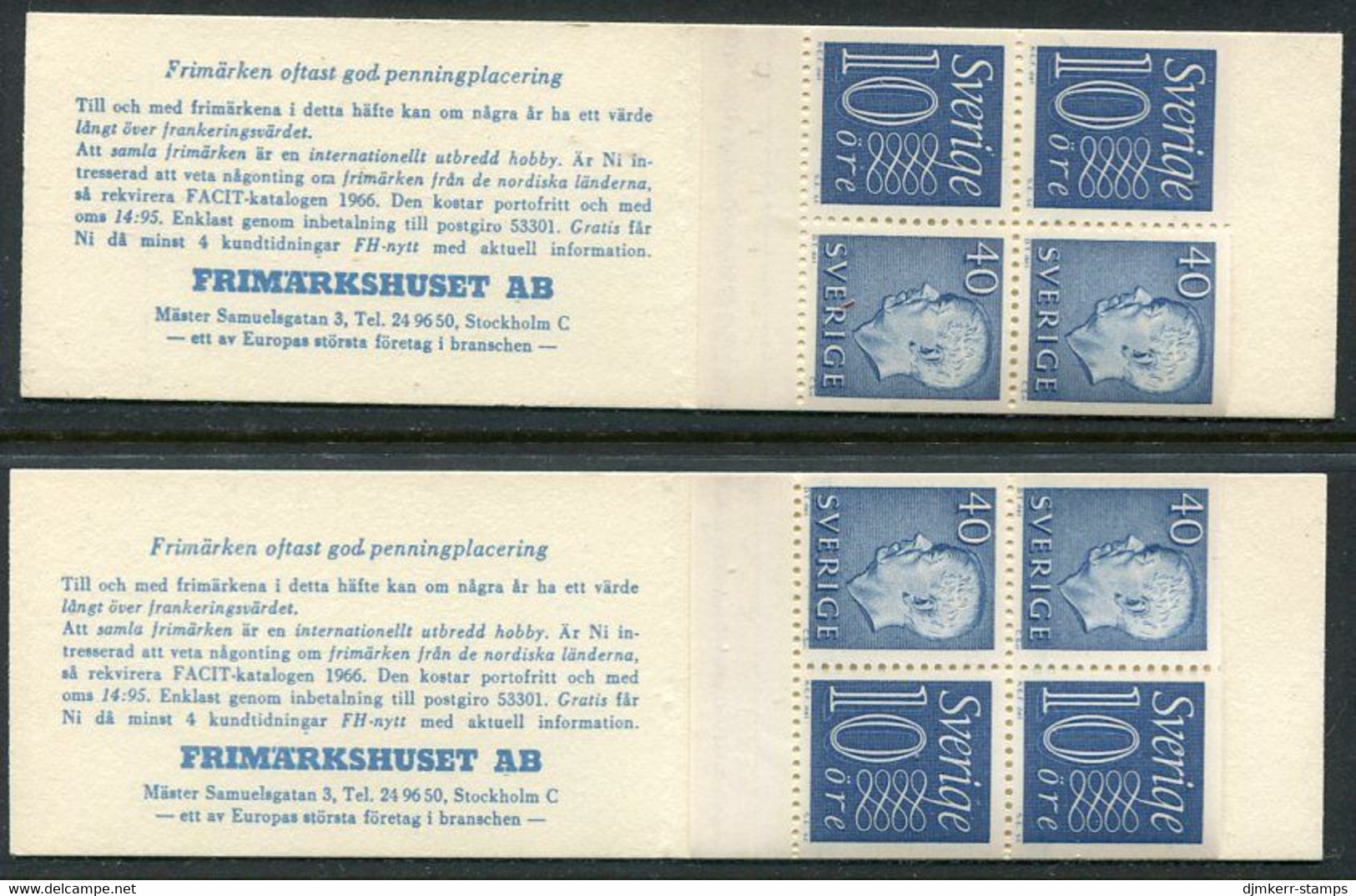 SWEDEN 1964 1 Kr Definitive Booklets MNH / **.  Michel MH 8ba-8bb - 1951-80