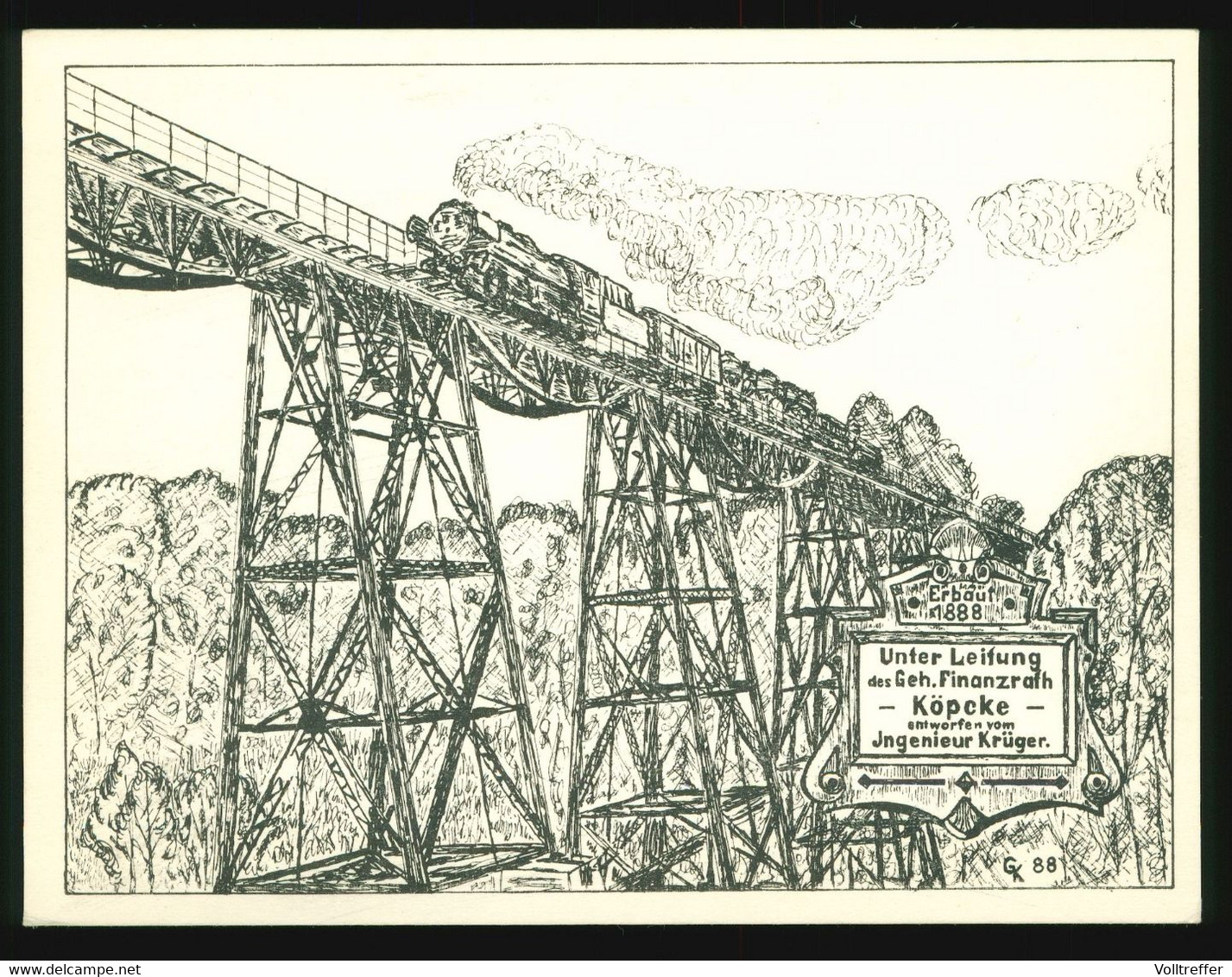 DDR Künstler Karte Wie AK Markersbacher Viadukt, Darauf Dampflok, Eisenbahn, Erbaut 1888, Kühn Gospersgrün - Markersbach