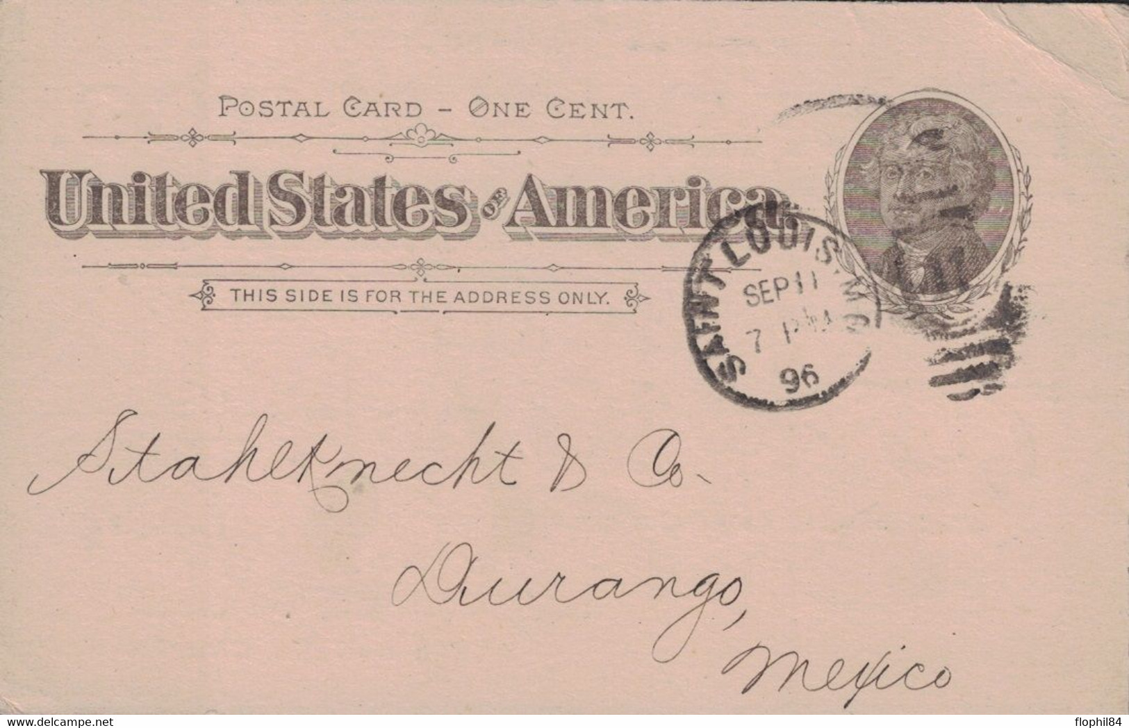 ETATS-UNIS - ST LOUIS - ENTIER POSTAL PRIVEE POUR LE MEXIQUE - 11-9-1896 - ...-1900