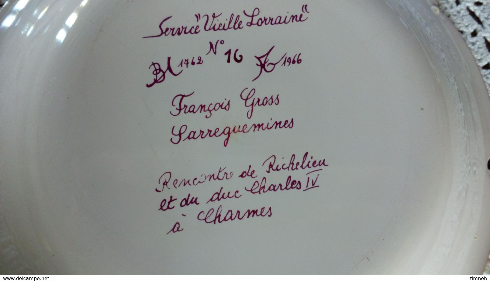 François GROSS Sarreguemines Assiette Creuse CHARMES Richelieu Charles IV  - Service Vieille Lorraine 1966 Bicentenaire - Sarreguemines (FRA)