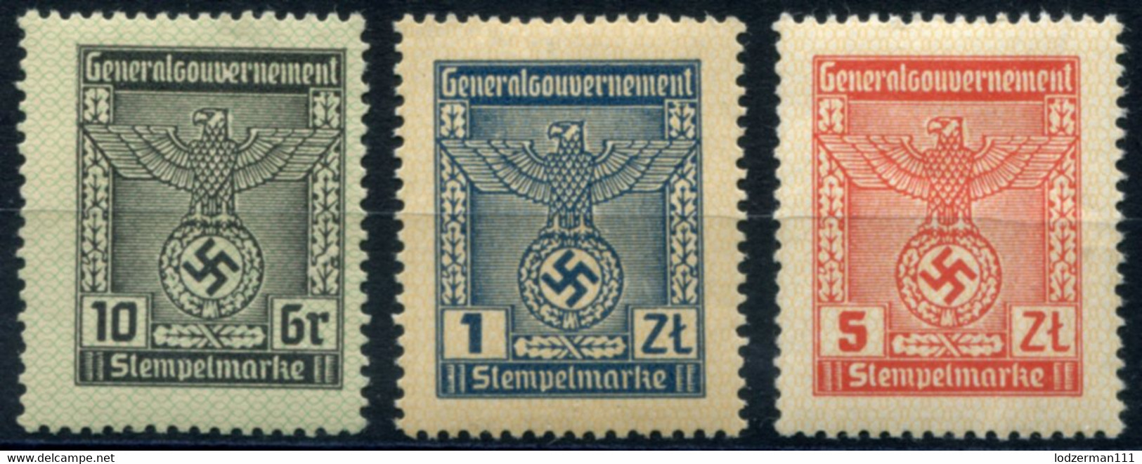 GG 1940 General Issue #11+14+17 MNH (F-VF) - Fiscale Zegels