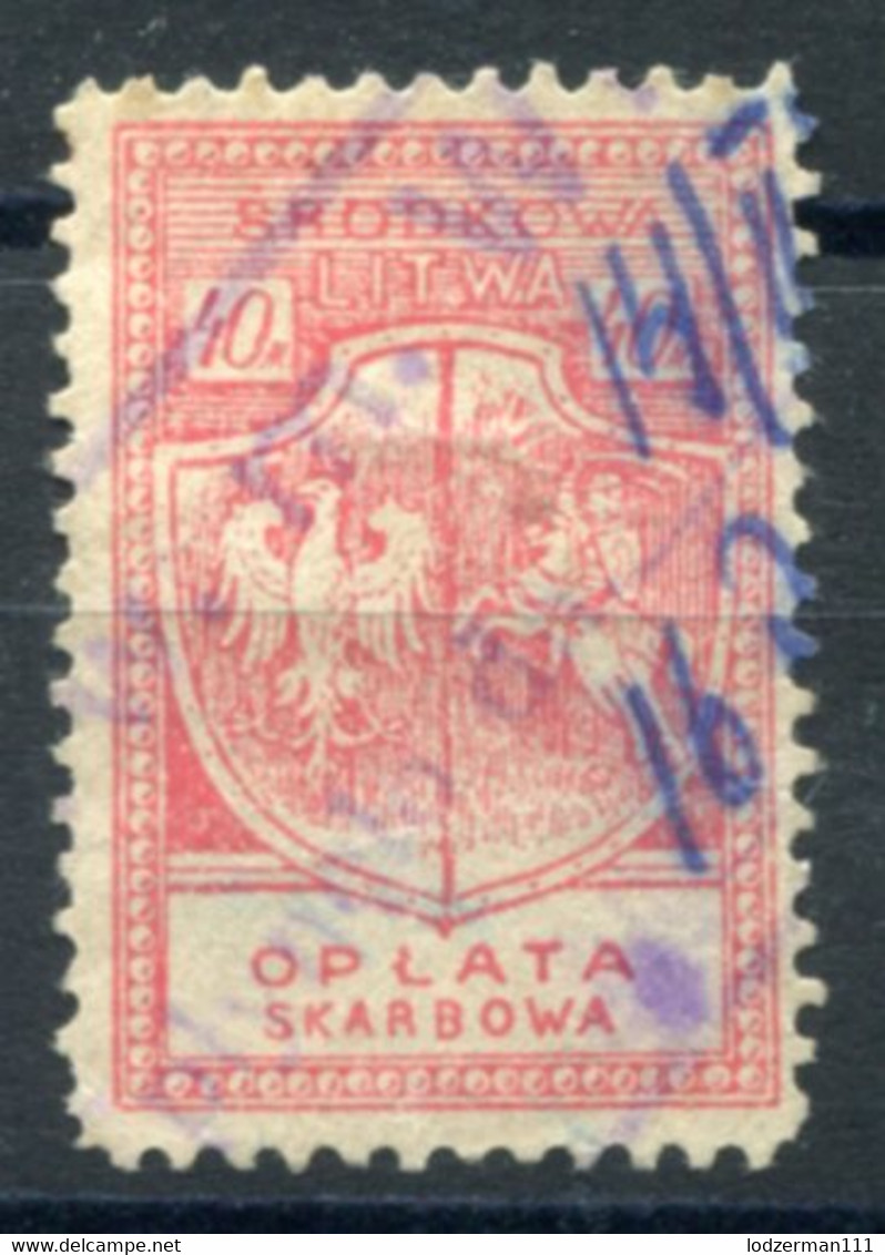 1921 CENTRAL LITHUANIA (LITWA SRODKOWA) Revenue Stamp 40M - Fiscaux