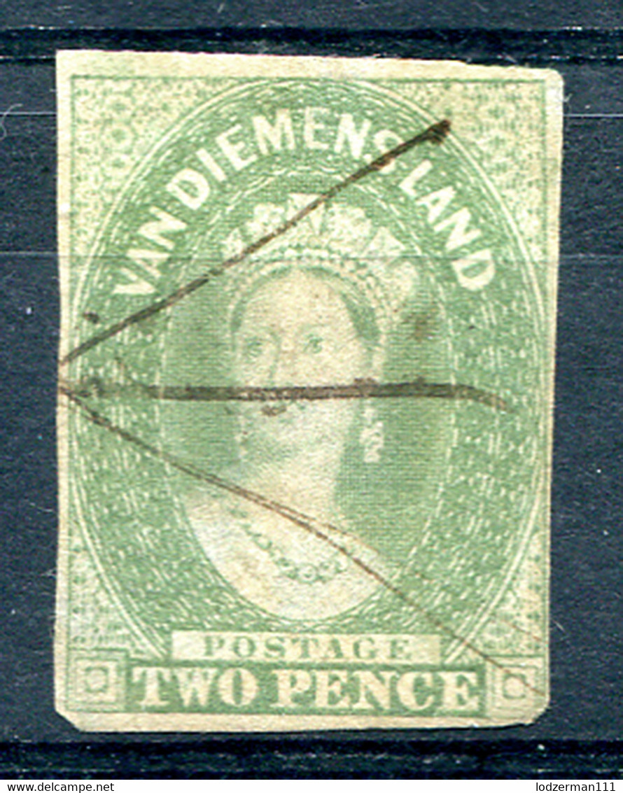 TASMANIA 1857 Unwmk - Yv.7 (Mi.7, Sc.8) Pen Cancel Small Thins (C.V. 1200) - Usados