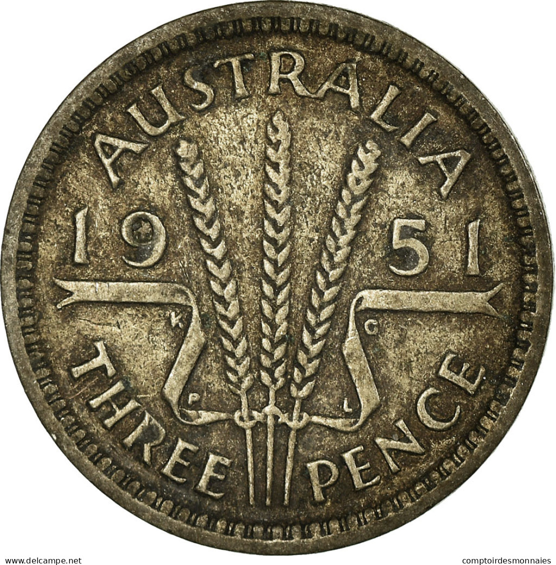 Monnaie, Australie, George VI, Threepence, 1951, TTB, Argent, KM:44 - Threepence