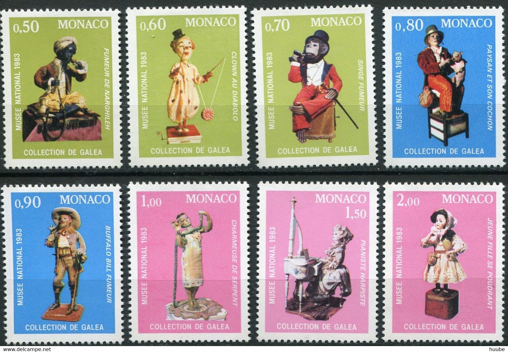 Monaco, 1983, Mi 1608-1615, The 190th Anniversary Of Automata From The Galea Collection, 8v, MNH - Bambole