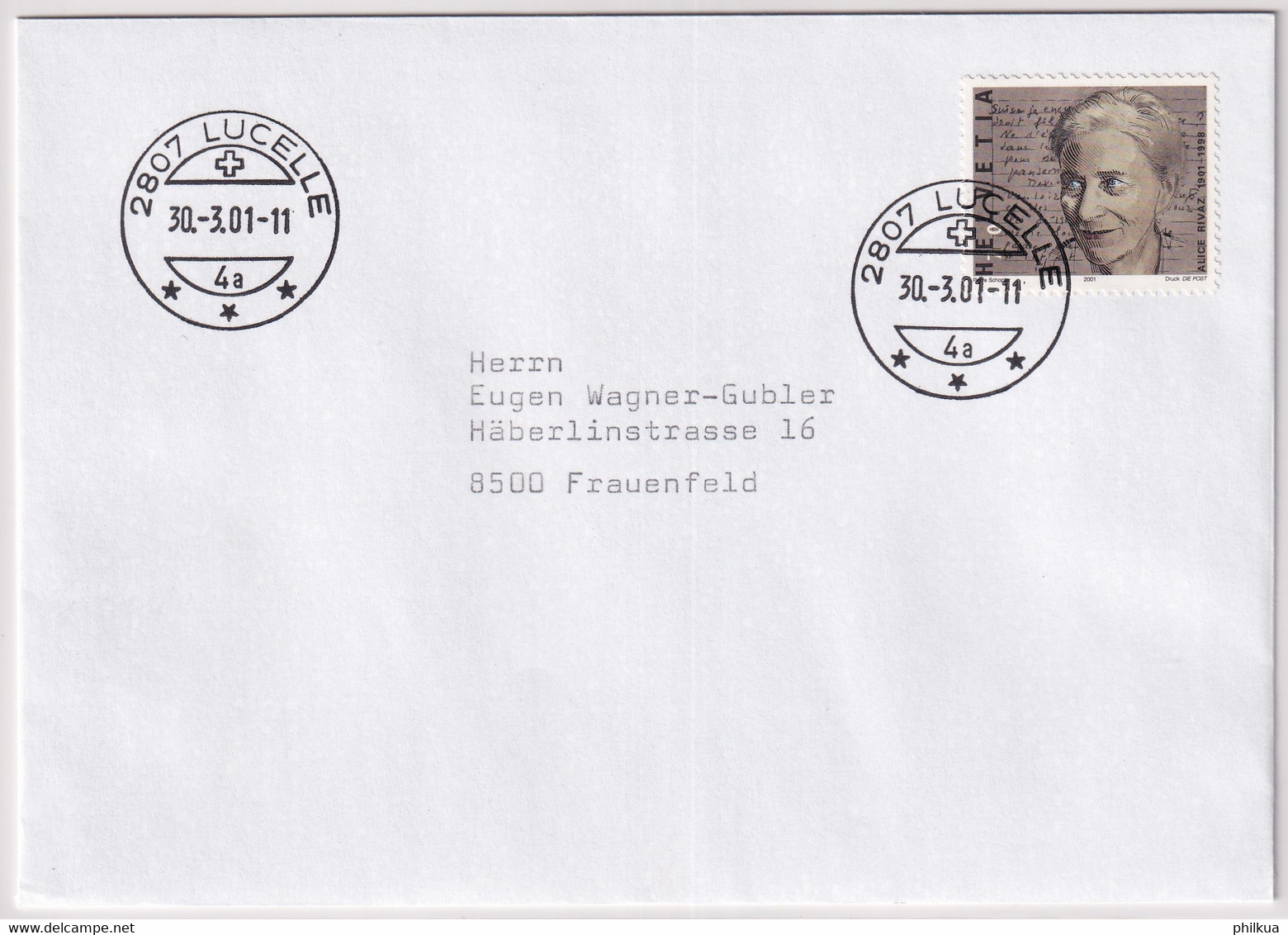 1015 Auf Brief Mit Letzttagstempel Poststelle LUCELLE (JU) - Lettres & Documents