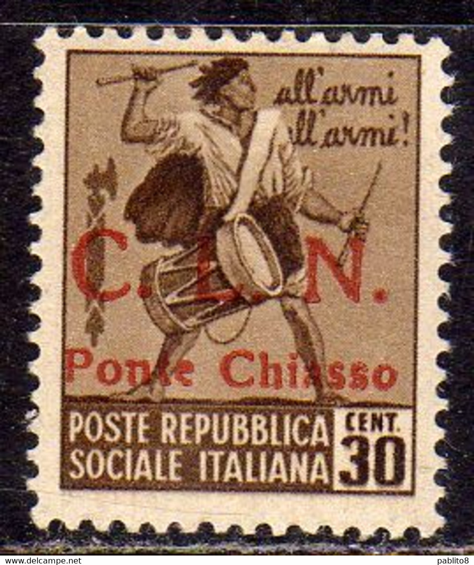 CLN COMITATO DI LIBERAZIONE NAZIONALE PONTE CHIASSO 1945 MONUMENTI E TAMBURINI MONUMENTS CENT. 30c MH SIGNED FIRMATO - National Liberation Committee (CLN)