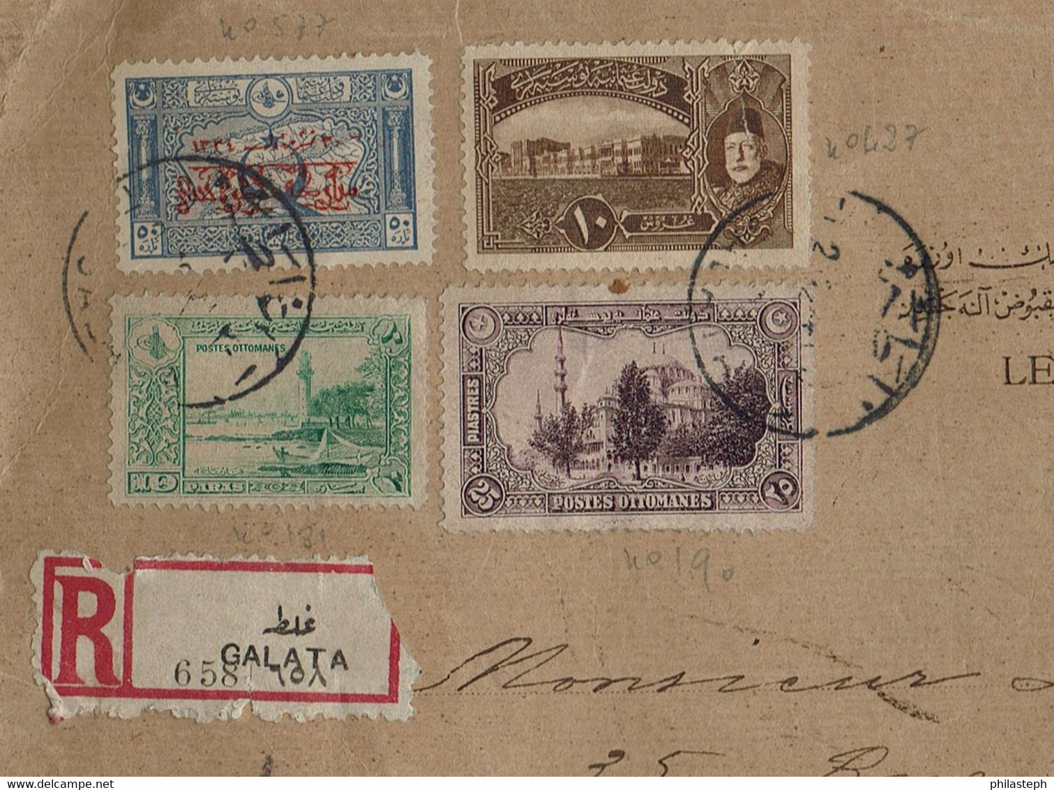 Turquie 1922 - Grande Enveloppe Recommandée Sans Courrier De Galata Pour Fribourg SUISSE - Brieven En Documenten