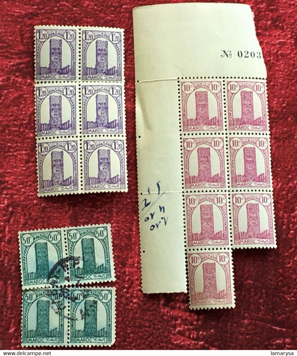 Lot Timbres (ex-colonies & Protectorats) Maroc (1891-1956) Neufs*-☛-☛blocs De 6 & 5+oblitérés Voir Verso- - Blocks & Sheetlets