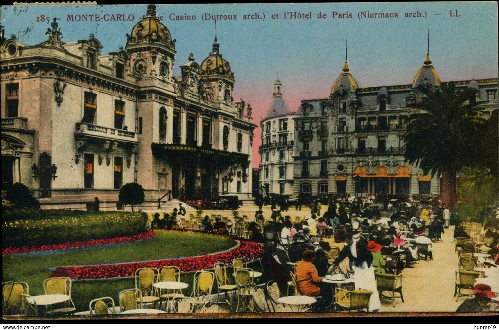 Monte Carlo Le Casino Dutroux Arch Et L'Hôtel De Paris Niermans Arch RM  1928 Très Animée - Hotels