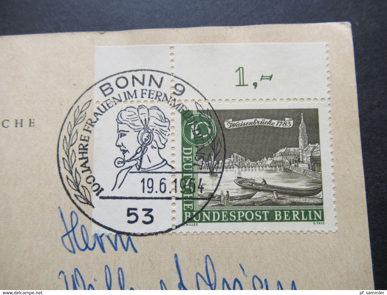 Berlin 1964 Alt Berlin Nr. 219 Eckrand Oben Links PK Mit SST Bonn 9 PK Verein Für Briefmarkenkunde Stade Einladung - Briefe U. Dokumente