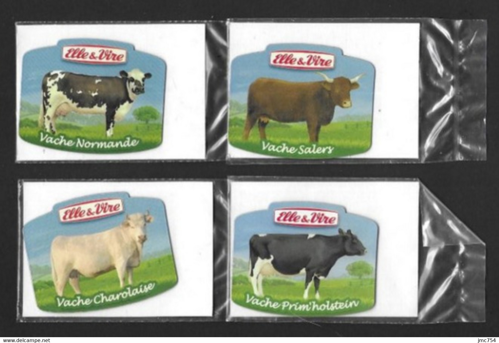 Magnet Publicitaire.   Beurre Tendre Elle & Vire.   Série De 4 Vaches. - Reklame