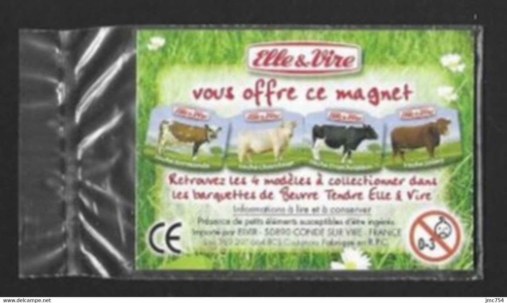 Magnet Publicitaire.   Beurre Tendre Elle & Vire.   Série De 4 Vaches. - Advertising