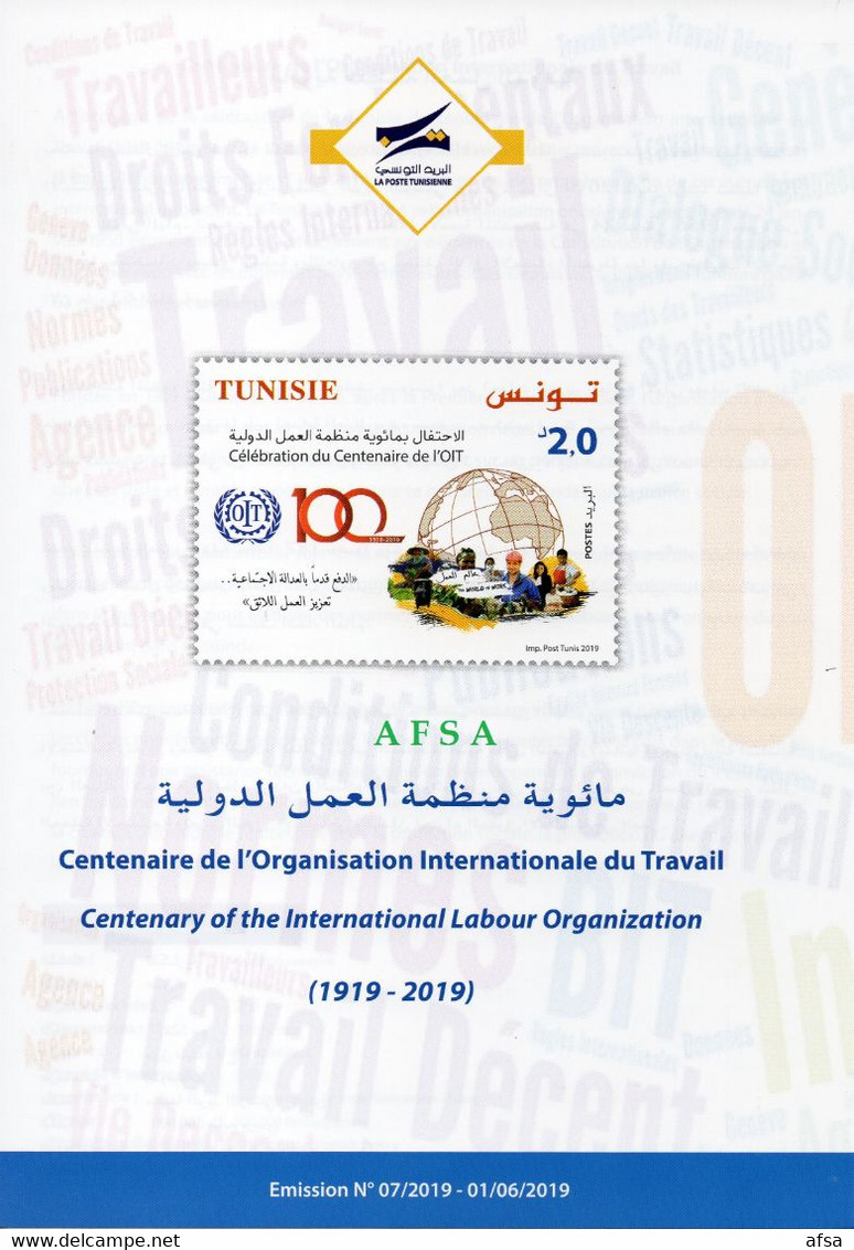 Tunisia 2019 -Centenary Of The International Labour Organization (FLYER) 3 Languages -Arabic-French-English -3 Scans - ILO