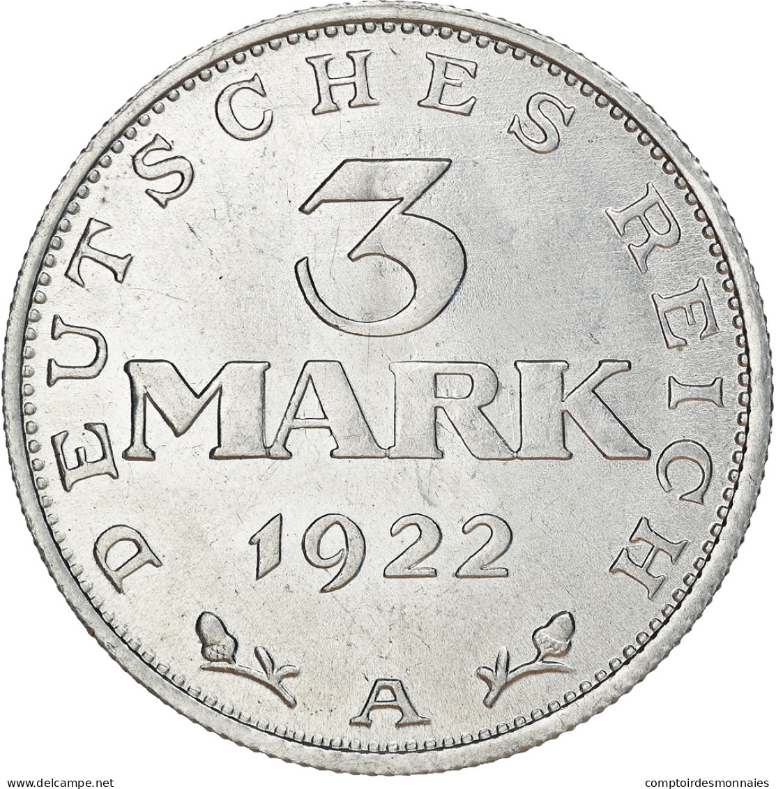 Monnaie, Allemagne, République De Weimar, 3 Mark, 1922, Berlin, SUP, Aluminium - 3 Marcos & 3 Reichsmark