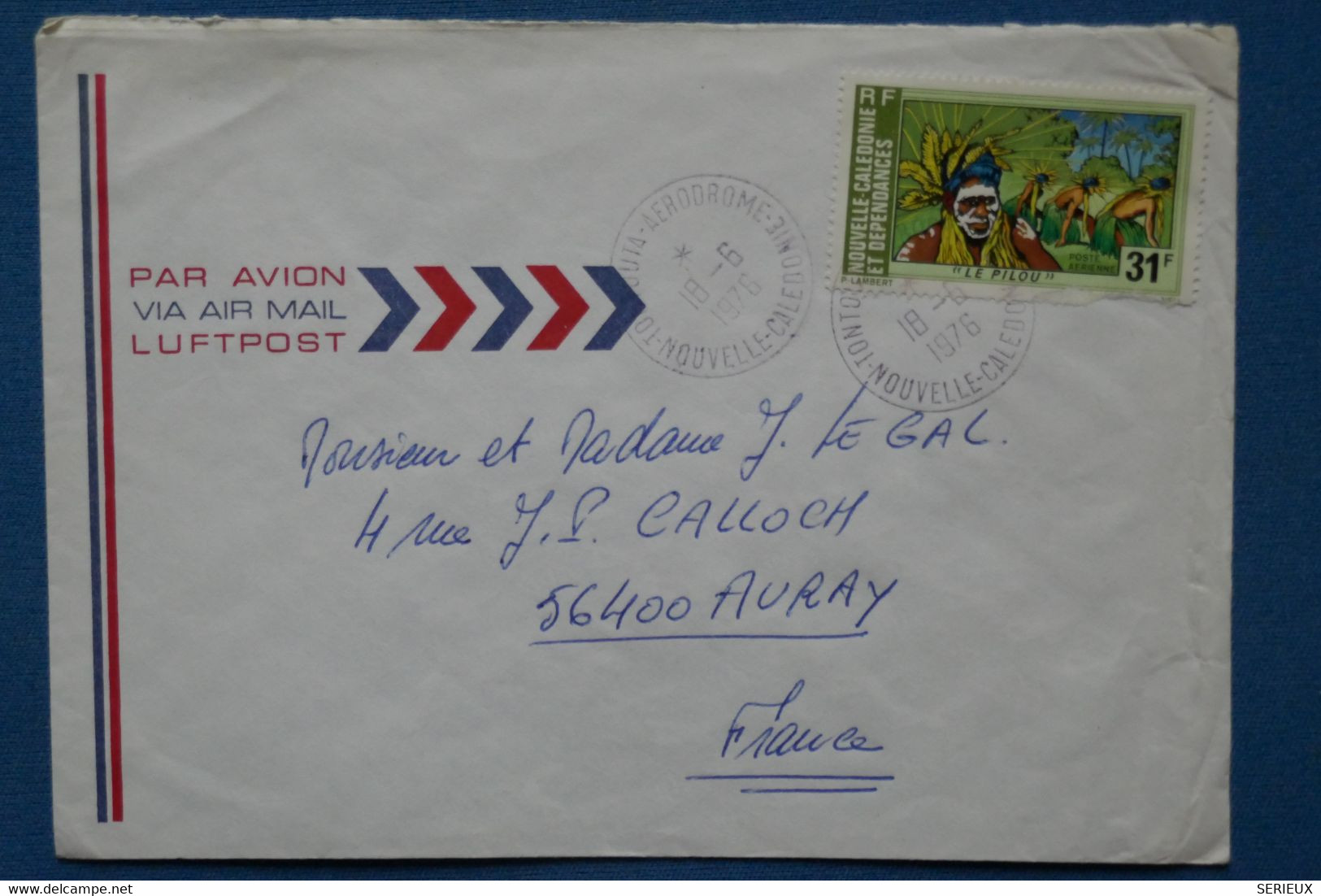 AA 2 NOUVELLE CALEDONIE  BELLE LETTRE  1976   POUR AURAY FRANCE  +  +AFFRANCH. PLAISANT - Covers & Documents