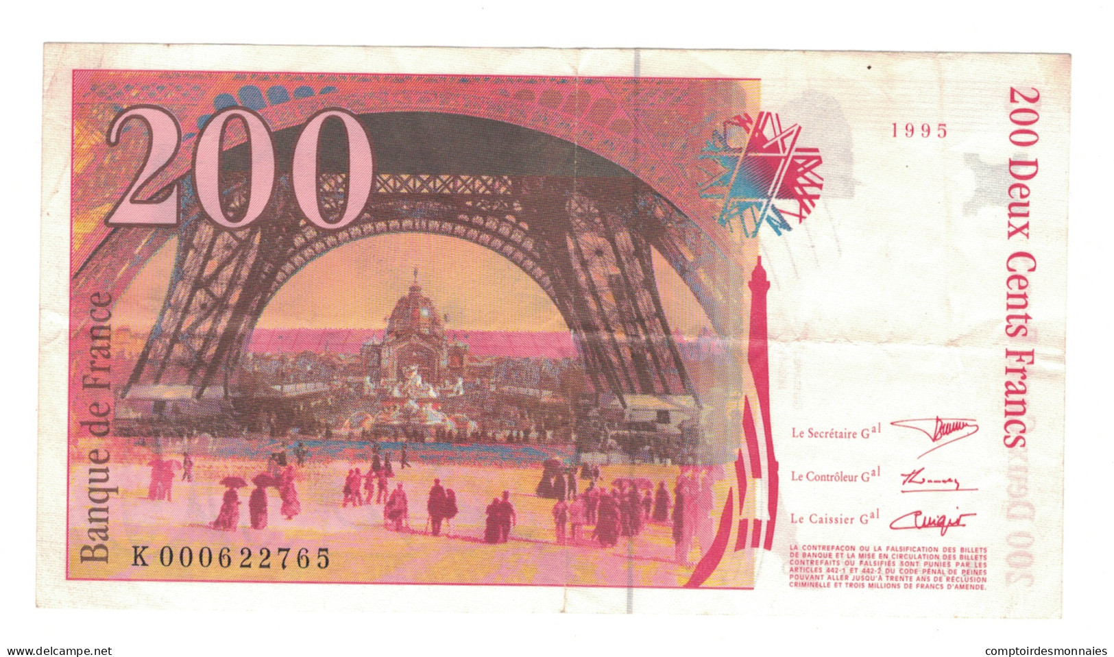 France, 200 Francs, Eiffel, 1995, TTB+, Fayette:75.1, KM:159a - 200 F 1995-1999 ''Eiffel''