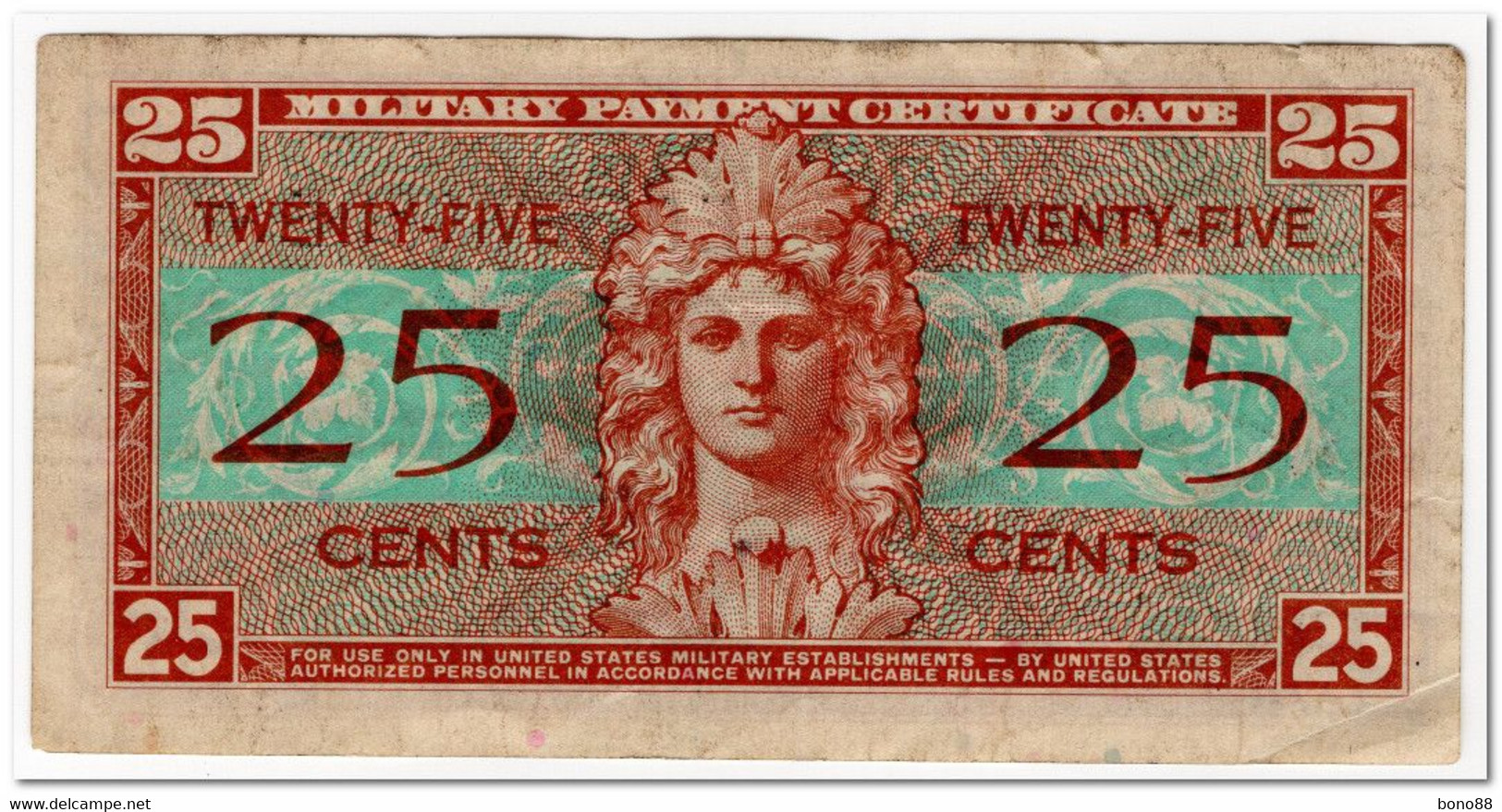 UNITED STATES,MILITARY PAYMENT CERTIFICATE,25 CENTS,1954,P.M31,VF-XF - 1954-1958 - Series 521