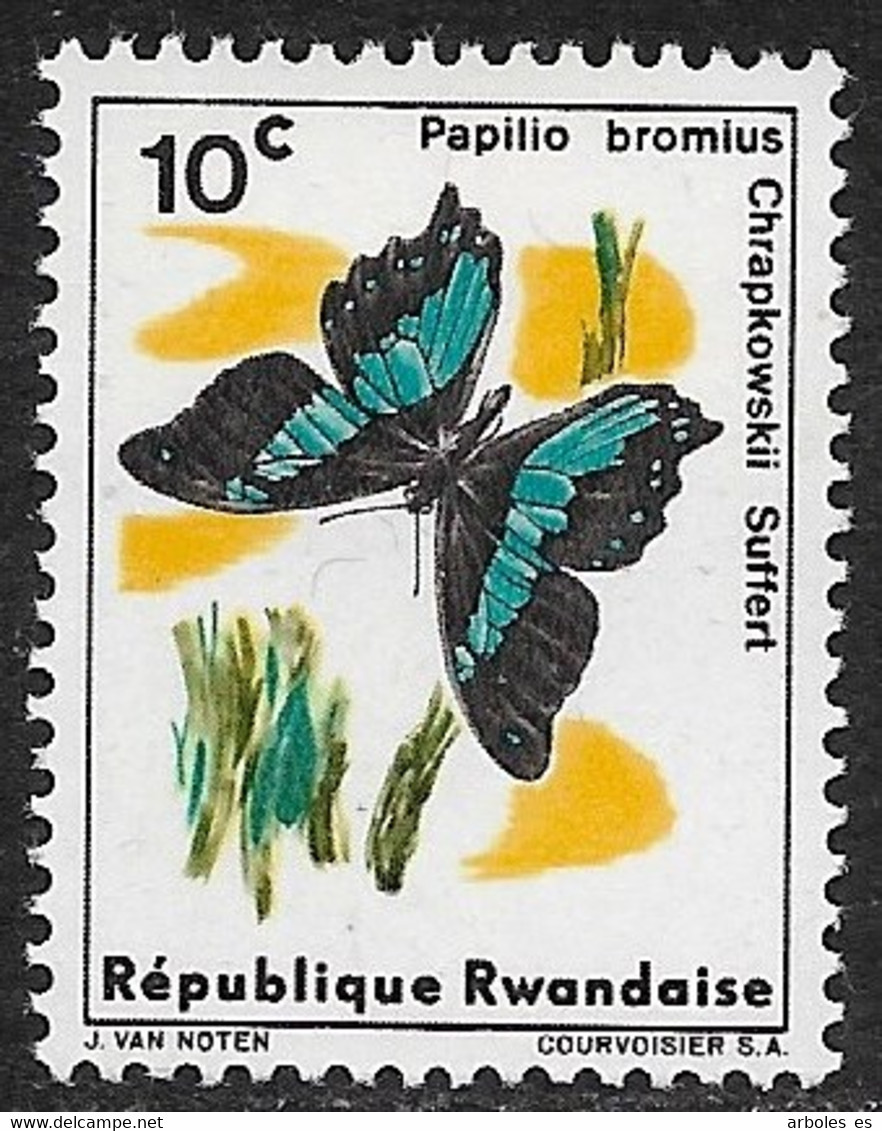 Ruanda - Mariposas - Año1965 - Catalogo Yvert N.º 0112 - Usado - - Oblitérés