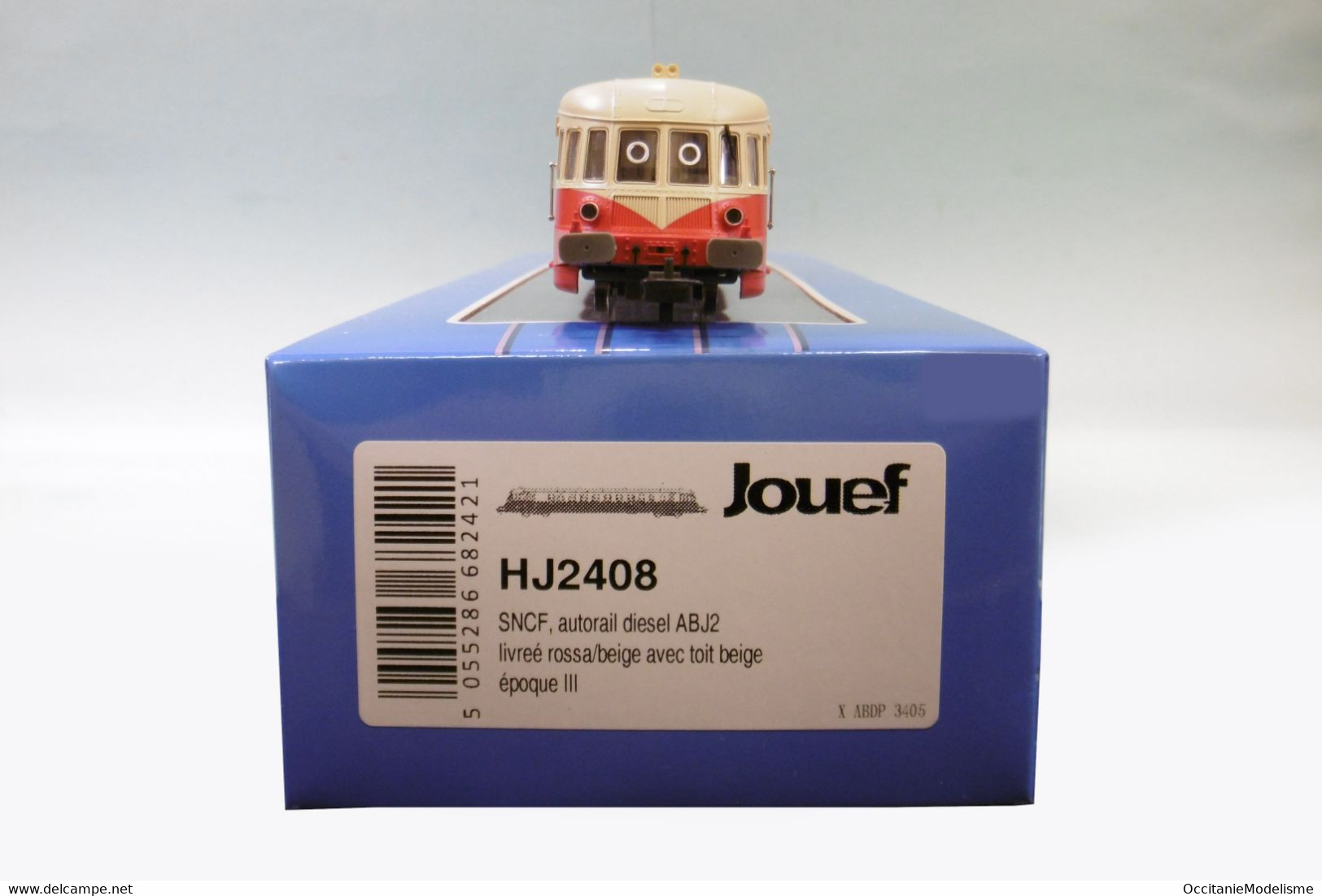 Jouef - Autorail ABJ2 X ABDP 3405 Rouge/beige Toit Beige SNCF ép. III Réf. HJ2408 Neuf HO 1/87 - Locomotives