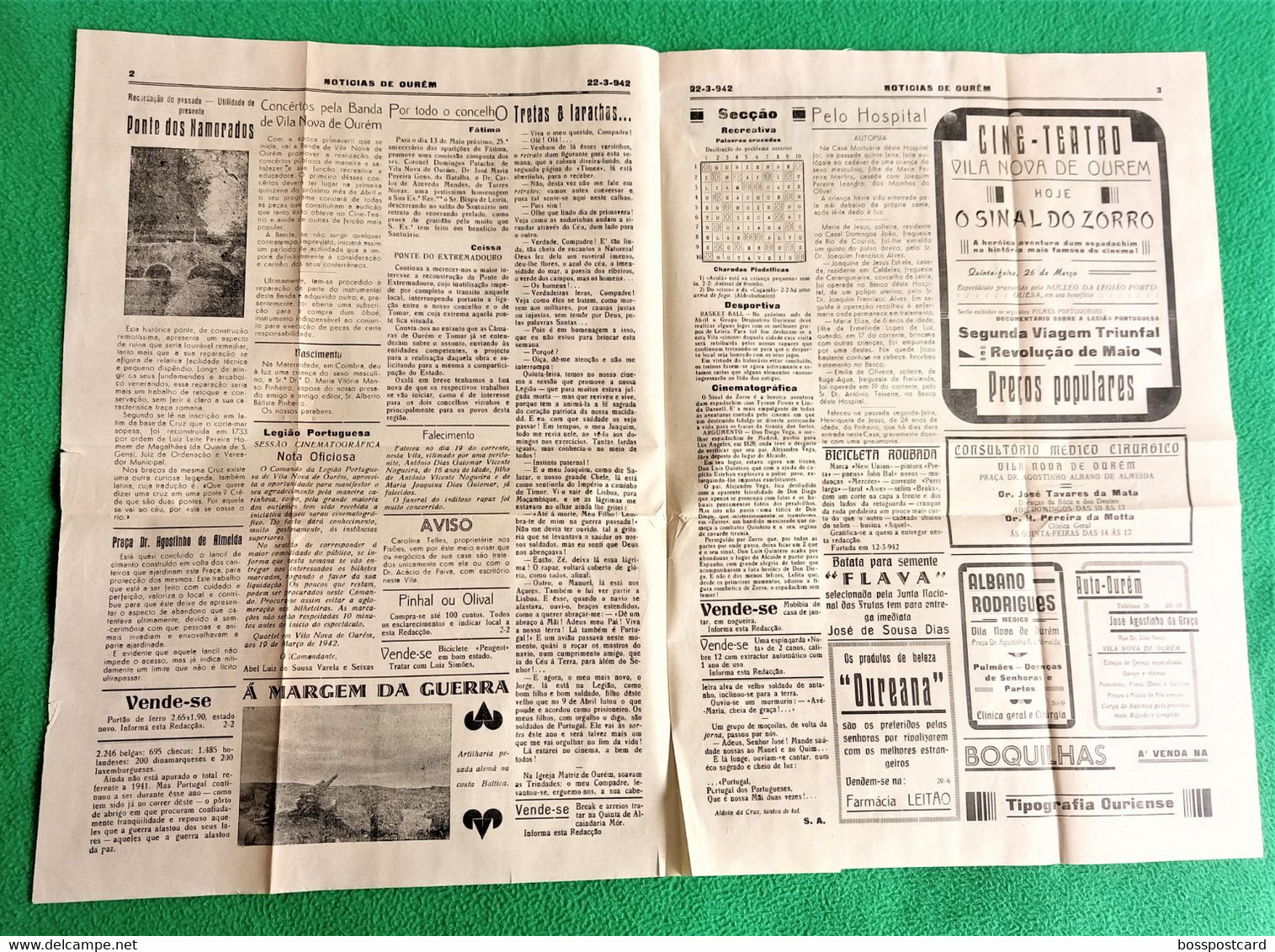 Ourém - Jornal Notícias De Ourém Nº 440, 22 De Março De 1942 - Imprensa. Leiria. Santarém. Portugal - Allgemeine Literatur