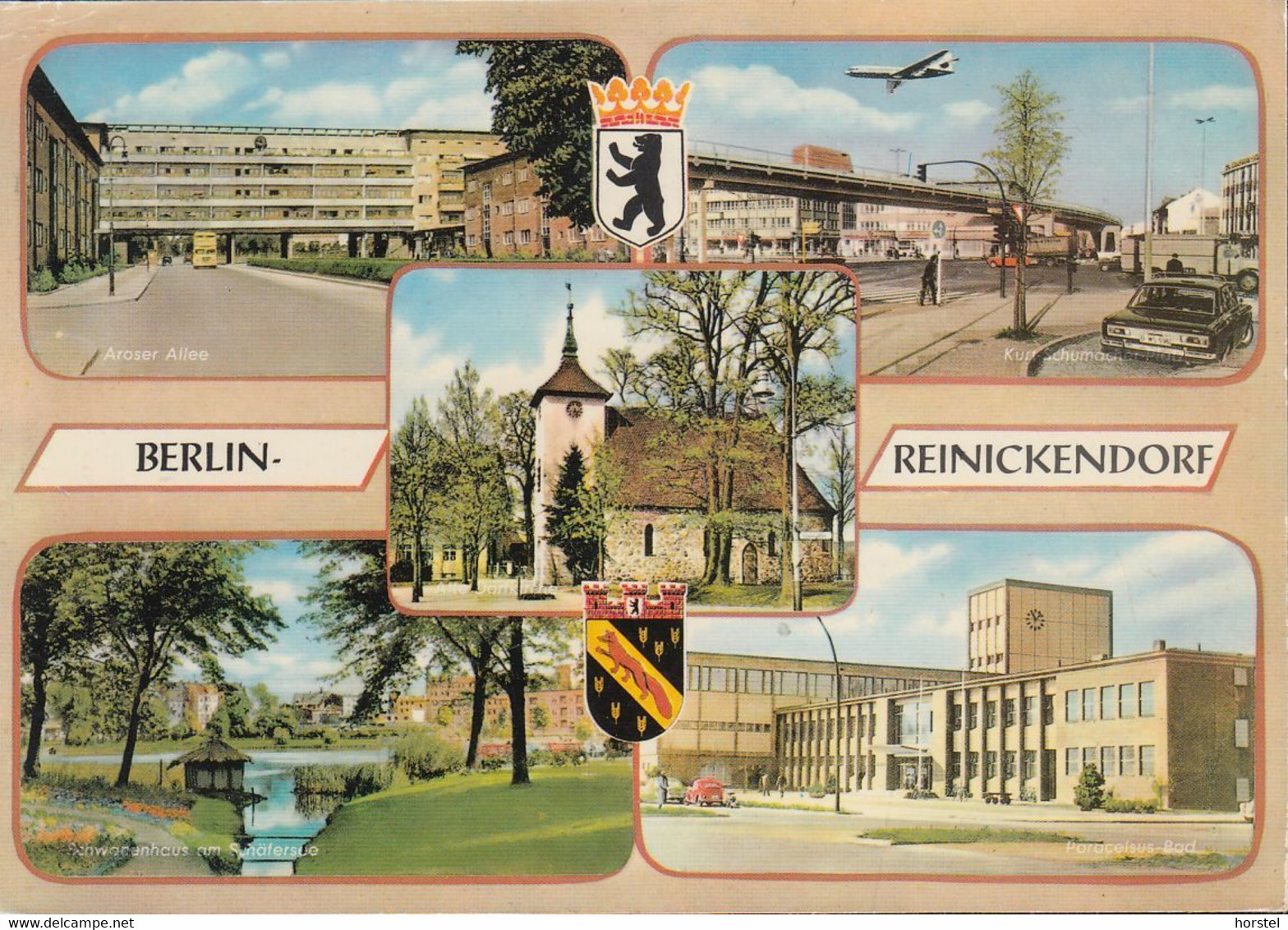 D-13405  Berlin - Alte Ansichten - Aroser Allee - Kurt-Schuhmacher-Platz - Paracelsus-Bad - Kirche - Wappen - Reinickendorf