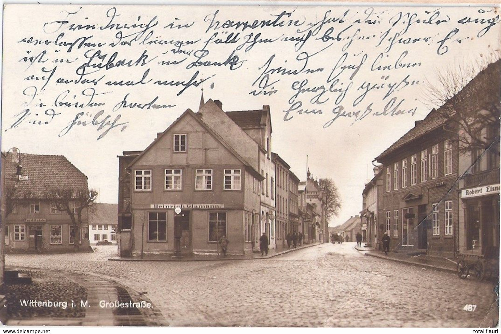 WITTENBURG Mecklenburg Große Straße Geschäfte Ferd Rohde Heinr Glamann Rob Elsne  3.11.1927 Gelaufen Marke Abgefallen - Zarrentin