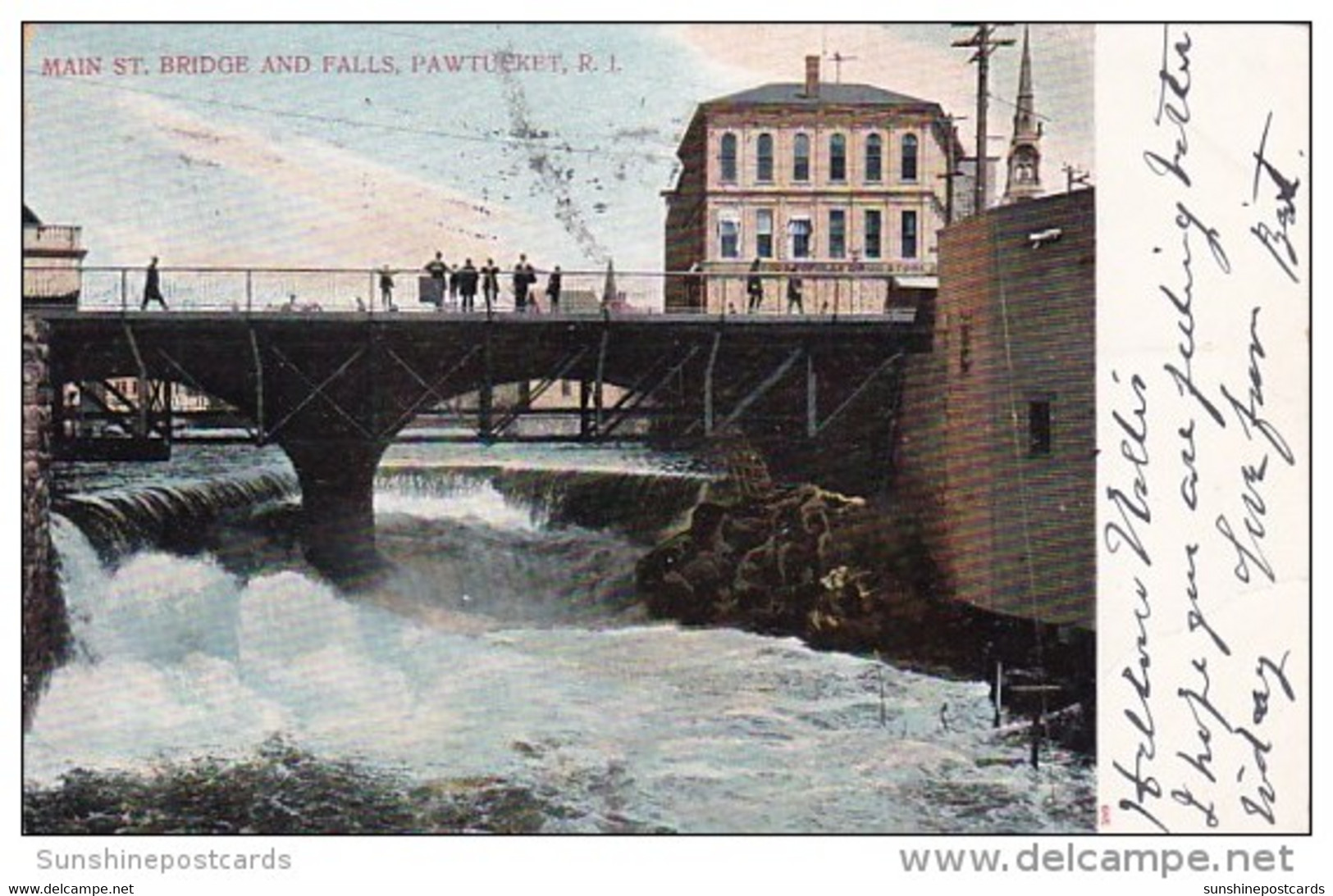 Main Street Bridge And Falls Pawtucket Rhode Island 1907 - Pawtucket