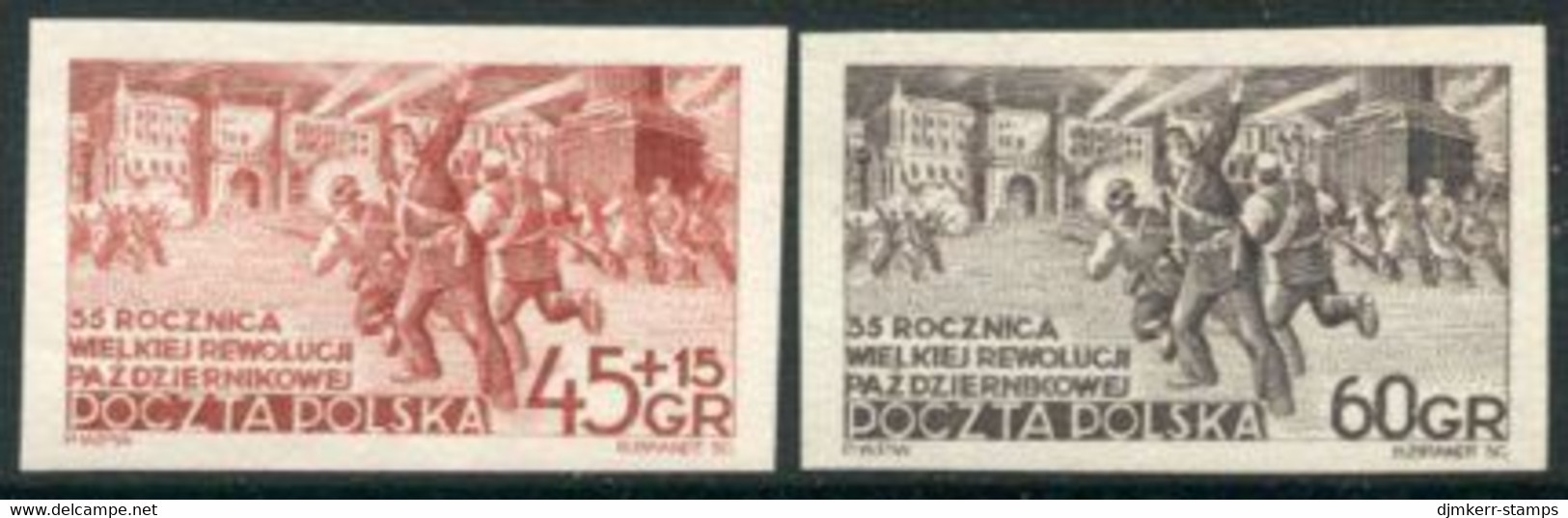 POLAND 1952 October Revolution Imperforate LHM / *.  Michel 779-80B - Neufs