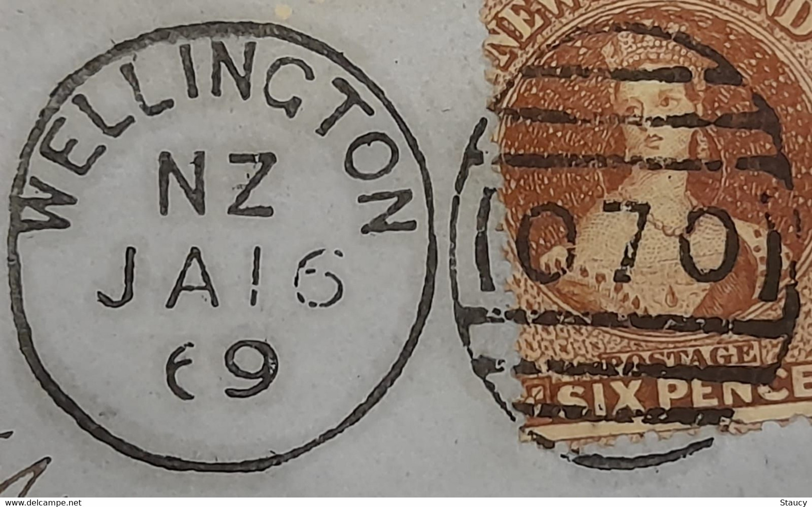 New Zealand 1869 QV 6d Chalon Issue Printed By J. Richardson In Auckland On COVER With Nice POSTMARKS Cover As Per Scan - Briefe U. Dokumente