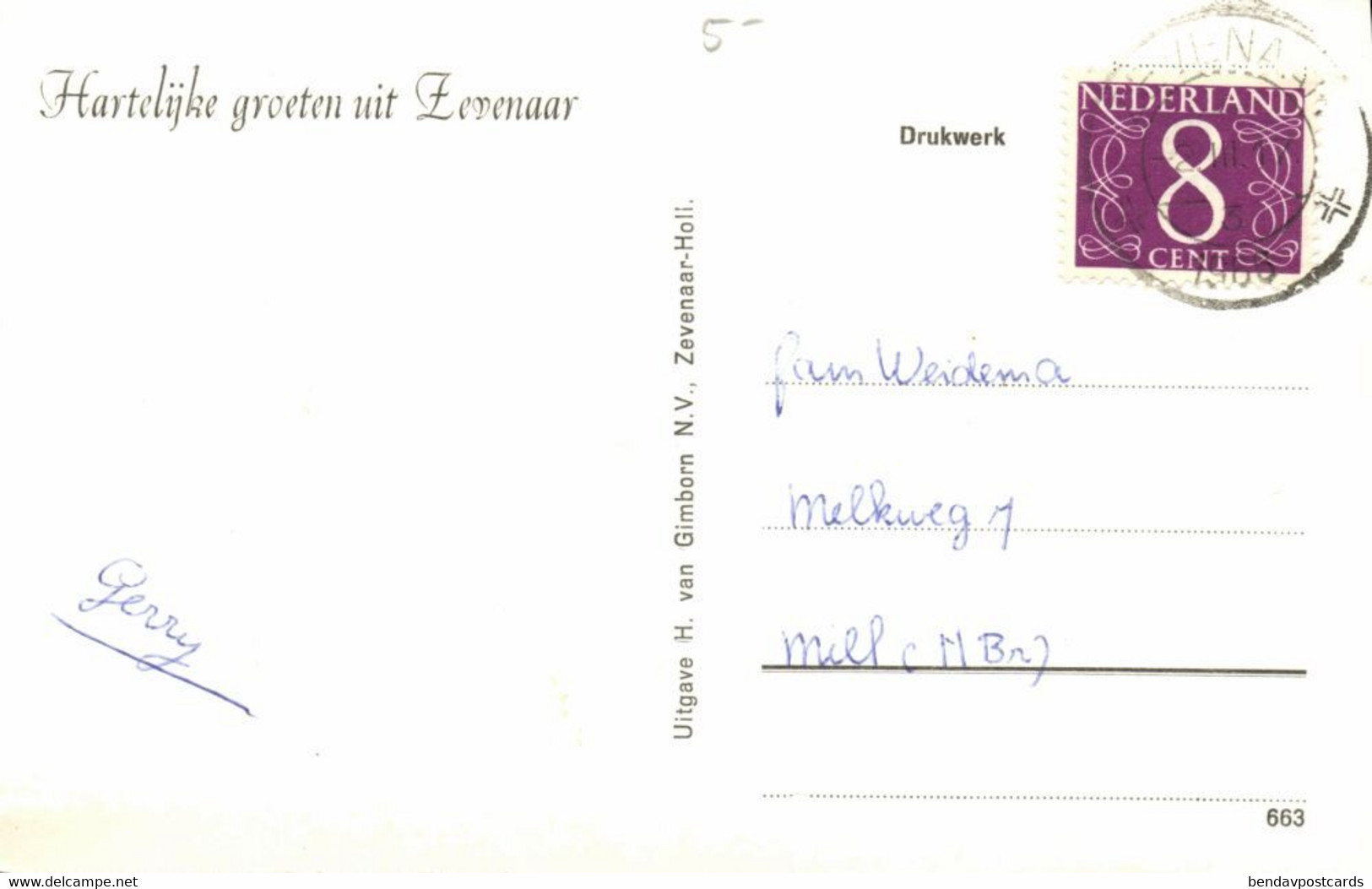 Nederland, ZEVENAAR, H. Van Gimborn N.V. (1965) Ansichtkaart - Zevenaar