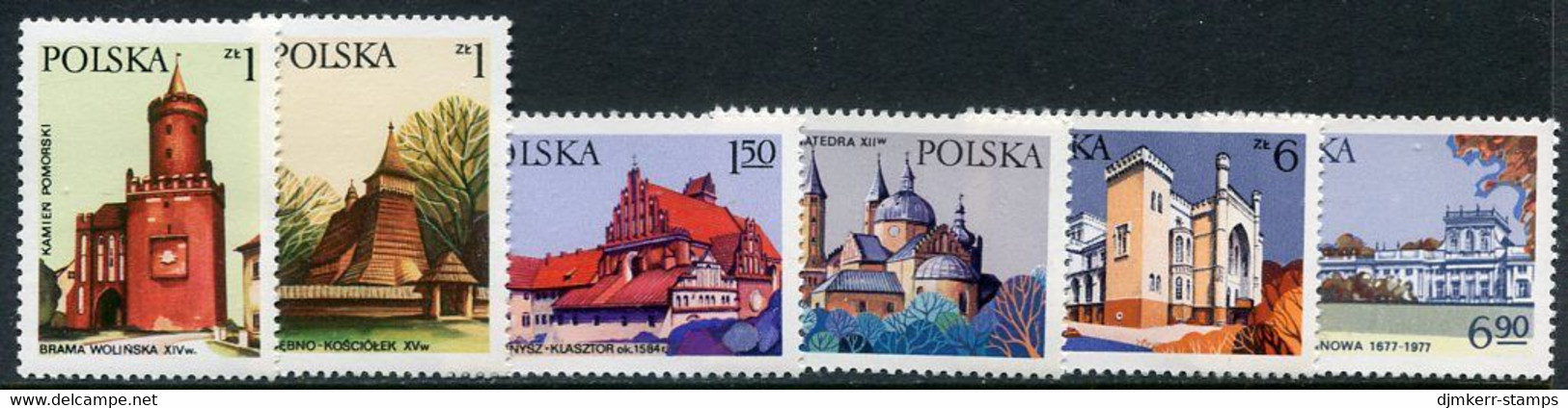 POLAND 1977 Historic Buildings MNH / **.  Michel 2531-36 - Nuovi