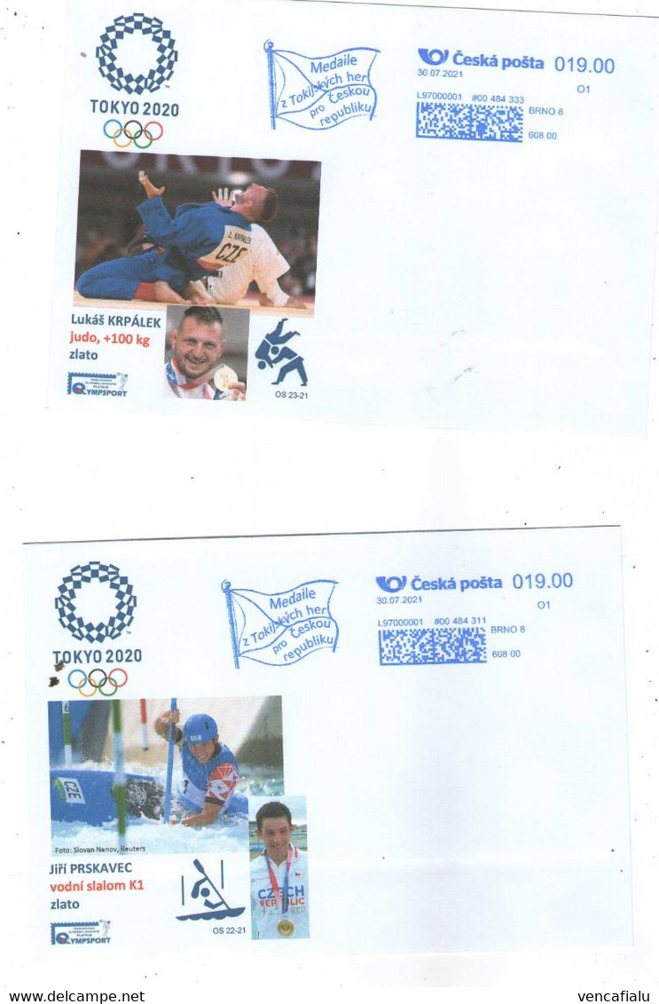 Czech Republic 2021 - Czech Sport Winner And Medals, Set Od 13 Special Cover Withmachinery Postmark - Sommer 2020: Tokio