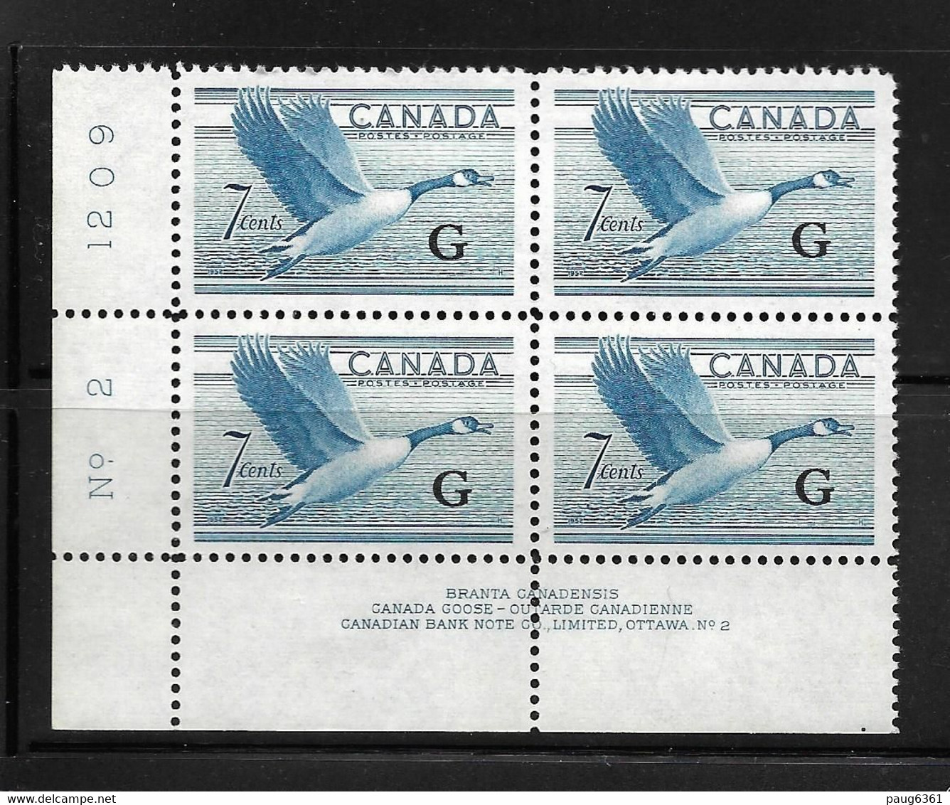 CANADA 1952 SERVICE-OIES  BLOC DE 4 YVERT N°S30 NEUF MNH**/MLH* - Aufdrucksausgaben