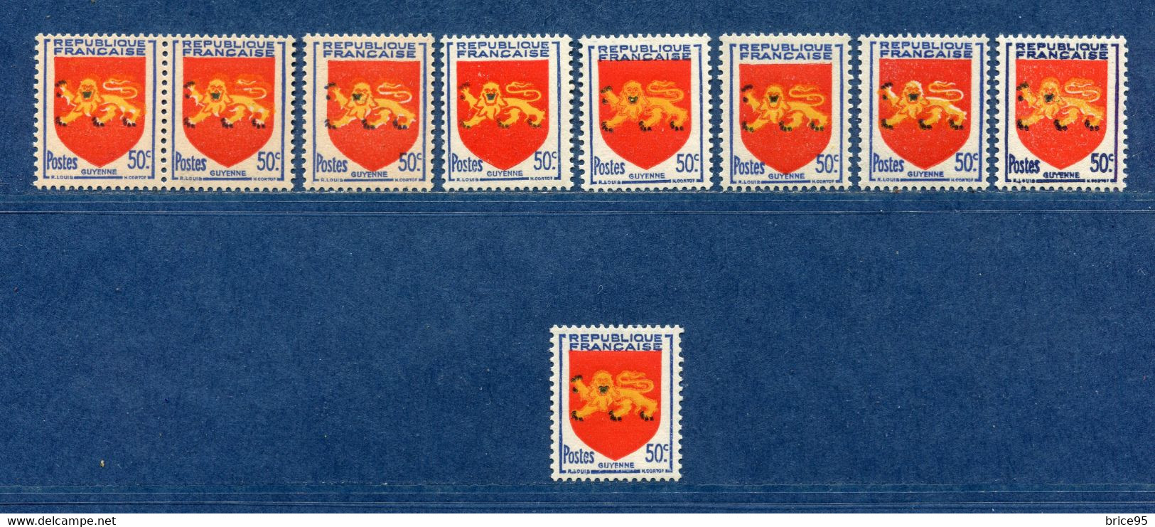 ⭐ France - Variété - YT N° 835 - Couleurs - Pétouilles - Neuf Sans Charnière - Timbre Du Bas Avec Charnière - 1949 ⭐ - Unused Stamps