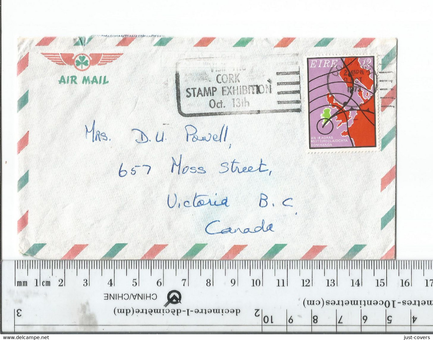 Ireland Cork To Victoria BC Canada Oct 9 1973 Cork Stamp Exhibition Slogan Cancel..............(Box 8) - Covers & Documents