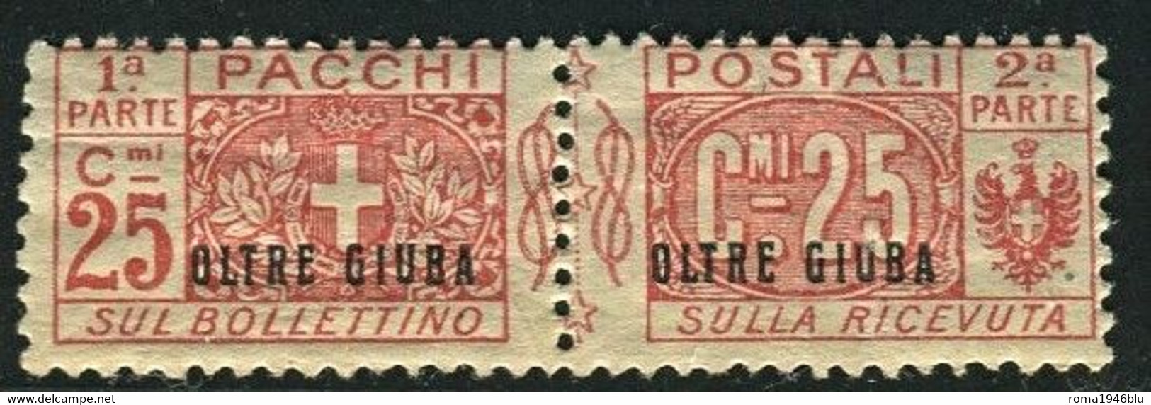 OLTRE GIUBA 1925 PACCHI POSTALI NODO DI SAVOIA 25 C.* GOMMA ORIGINALE - Oltre Giuba