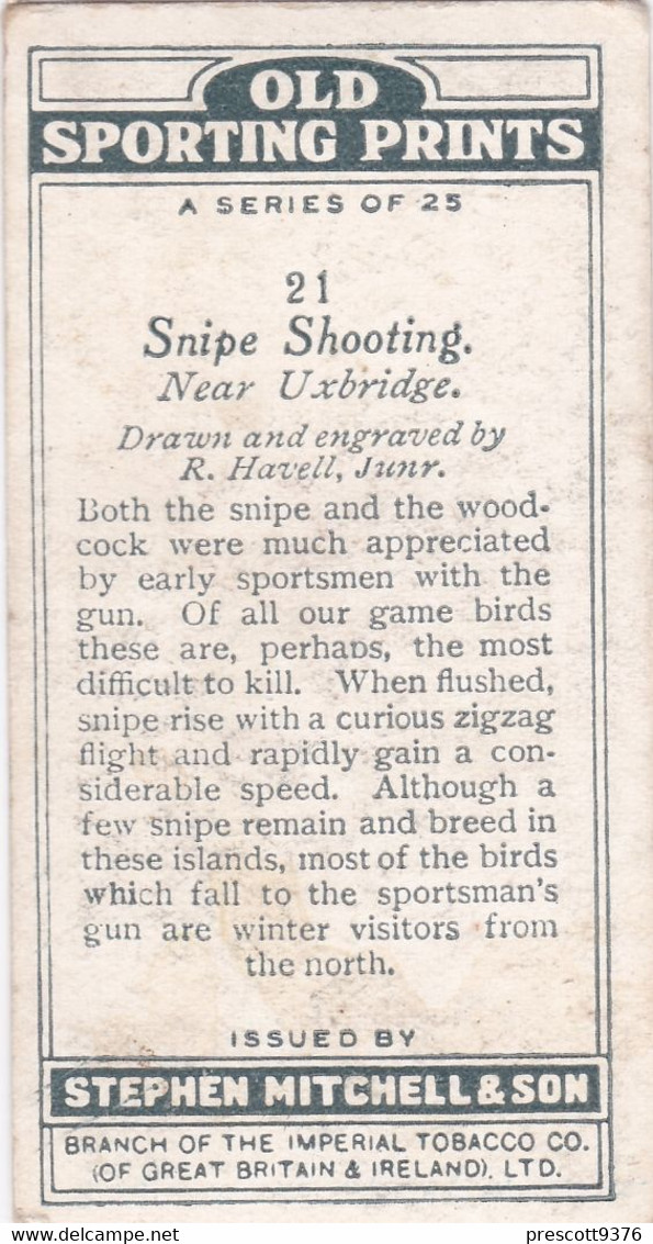 Old Sporting Prints No21 1930 - Stephen Mitchell Cigarette Card - Original - Art - Phillips / BDV