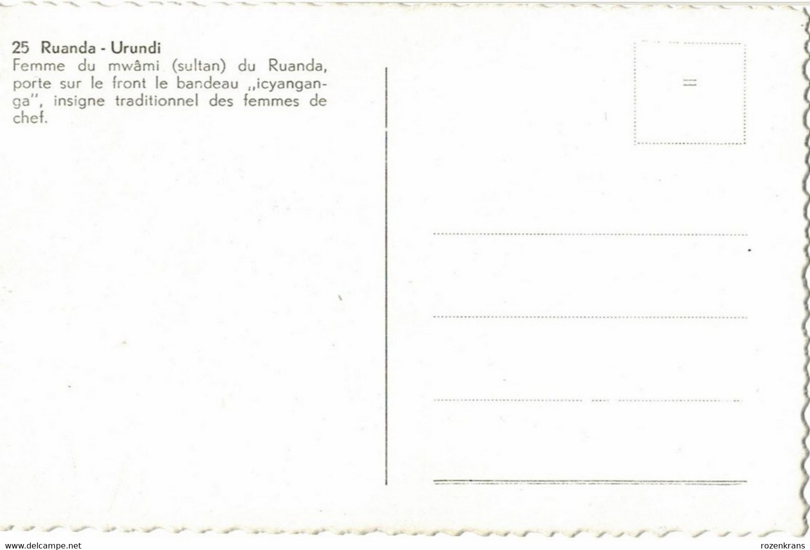 Ruanda Urundi Femme Mwami Le Crane Allonge Bandeau Icyanganga Ethnique Ethnic Rwanda Afrique  CPA (En Très Bon état) - Ruanda-Urundi